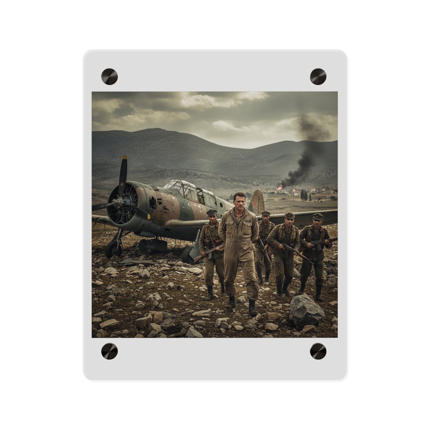 Acrylic Wall Art Panel - U.S. Air Force officer - Captured, KIA, Communist Guerrillas - AT-6 Shotdown - Cold War