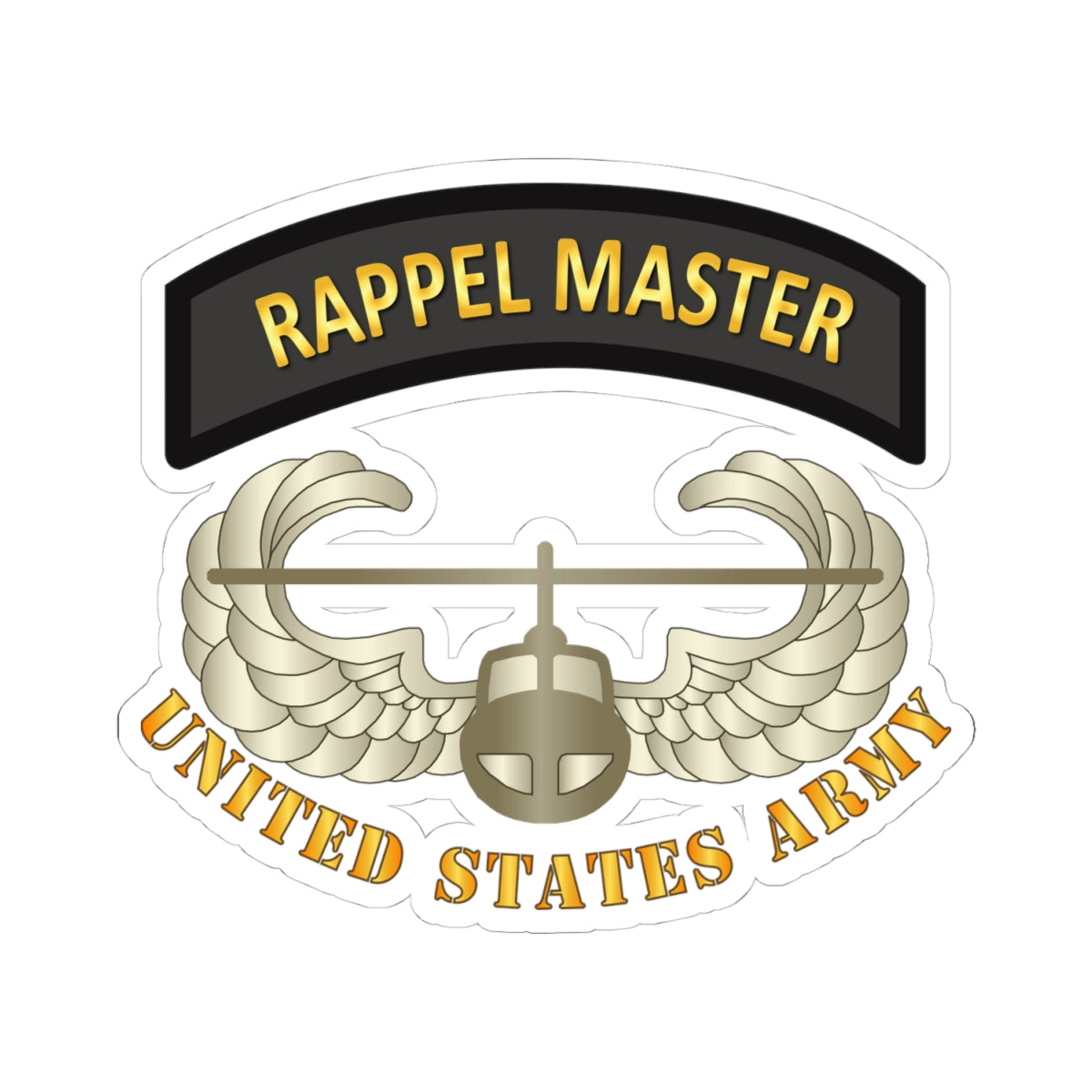 Kiss-Cut Stickers - Rappel Master Tab w Air Assault Badge - US Army