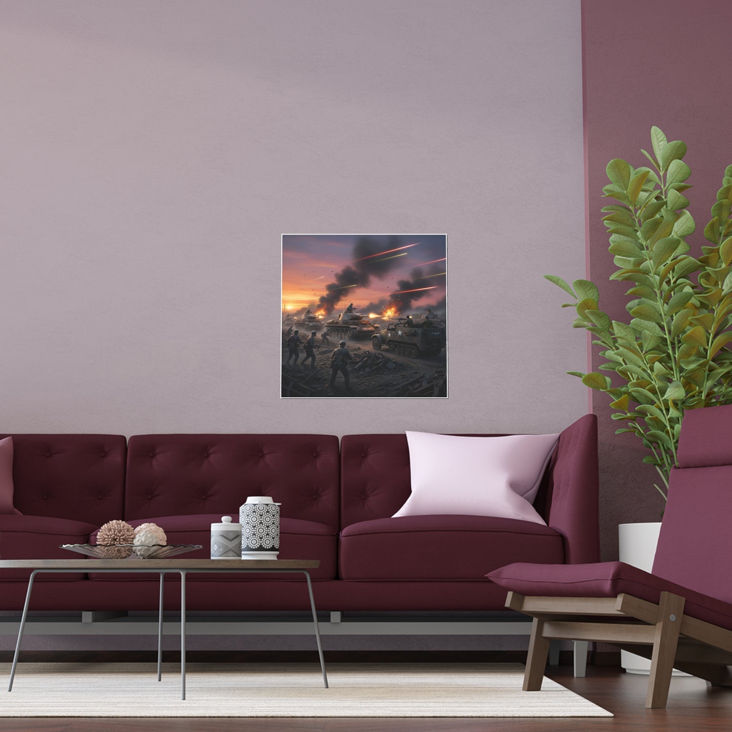 Indoor and Outdoor Silk Posters - M3A1 Half-track 9th Armor Division vs German Armor