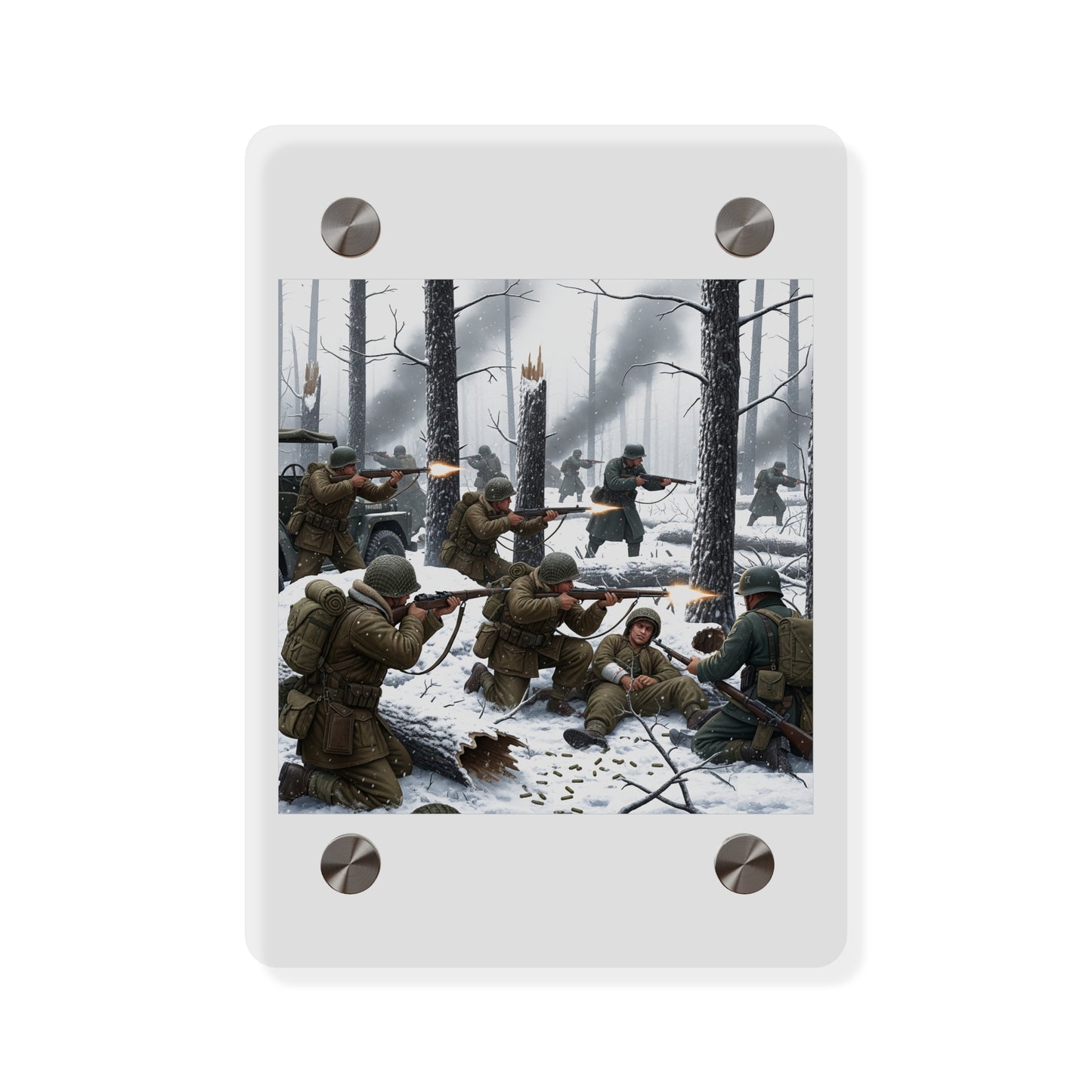 Acrylic Wall Art Panel - 101st Airborne Division fighting the German Army at the Battle of Bastogne