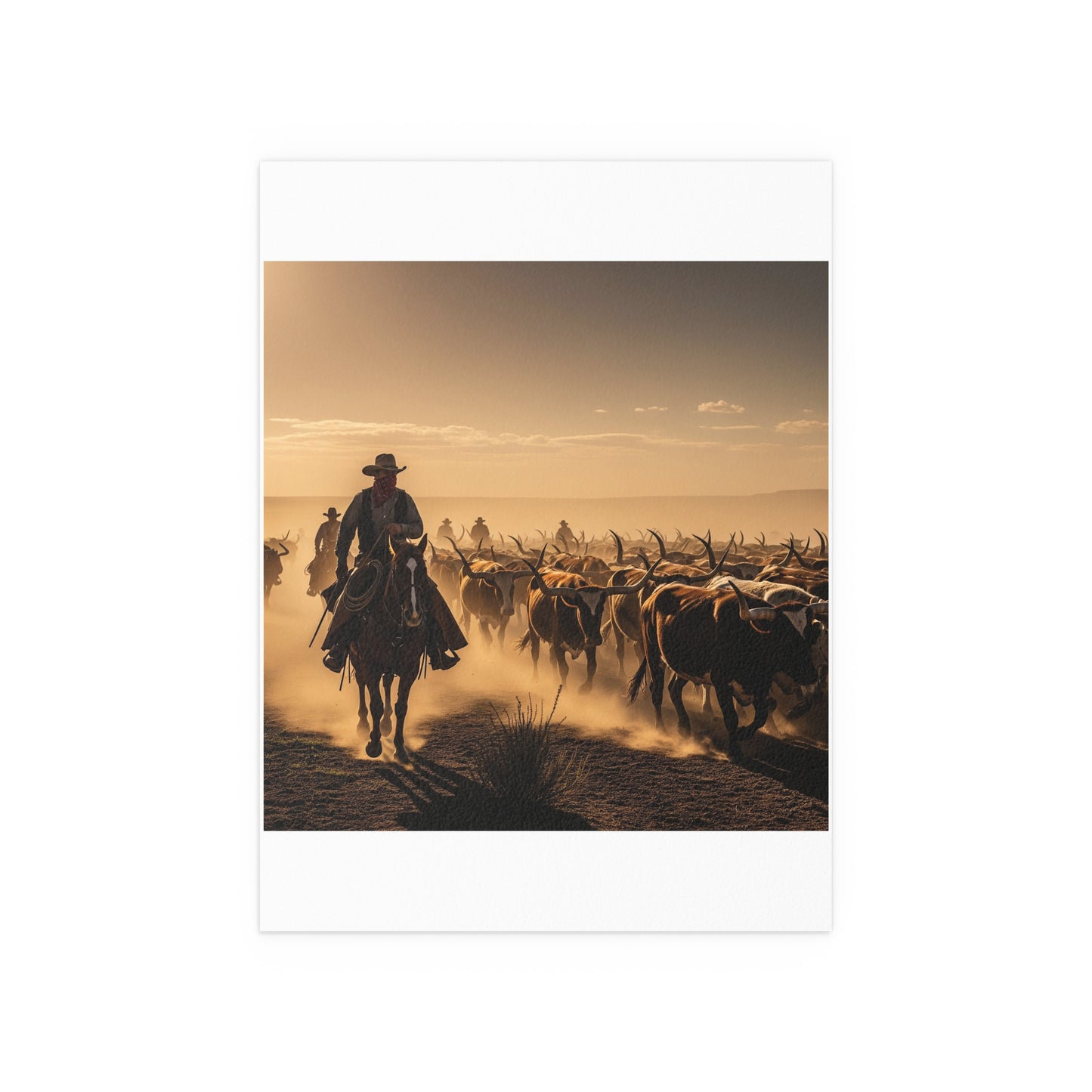 Indoor and Outdoor Silk Posters - Dirty, dusty cattle drive in the Old West