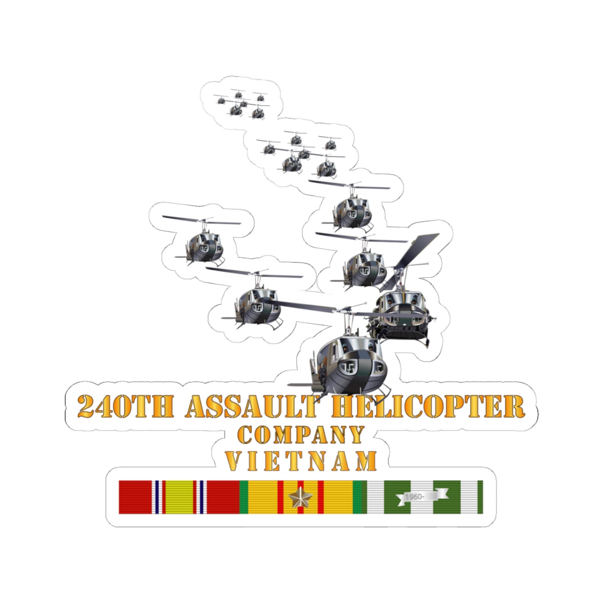 Kiss-Cut Stickers - 240th Assault Helicopter Co w VN SVC V1