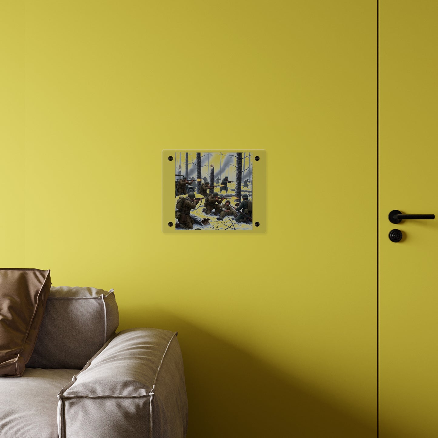 Acrylic Wall Art Panel - 101st Airborne Division fighting the German Army at the Battle of Bastogne