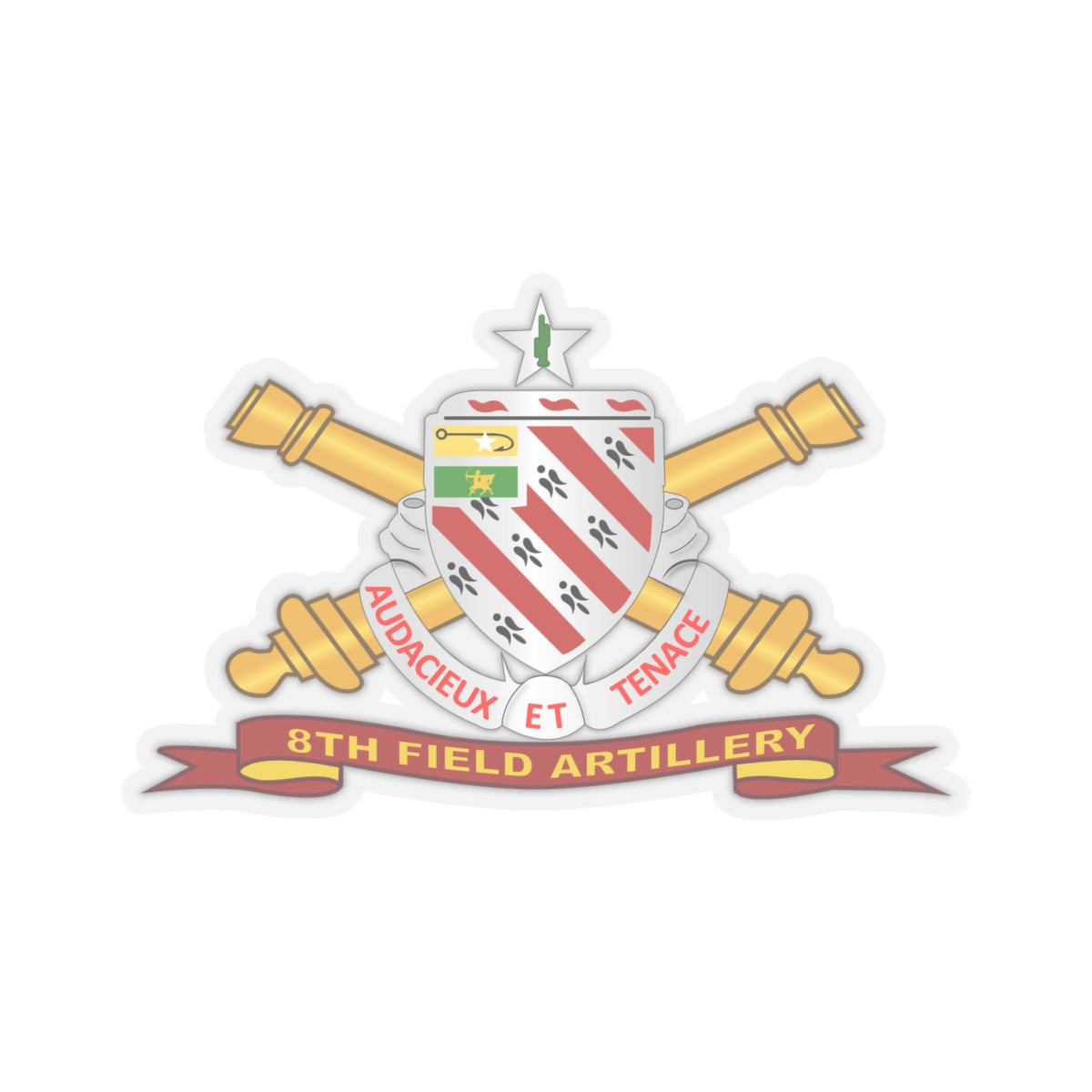 Kiss-Cut Stickers - 8th Field Artillery w Br - Ribbon