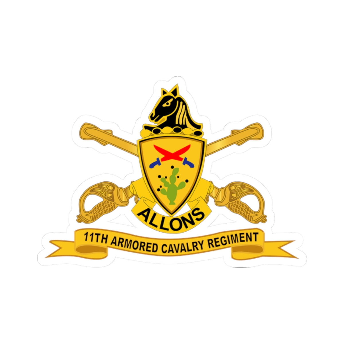 Kiss-Cut Stickers - 11th Armored Cavalry Regiment w Br - Ribbon