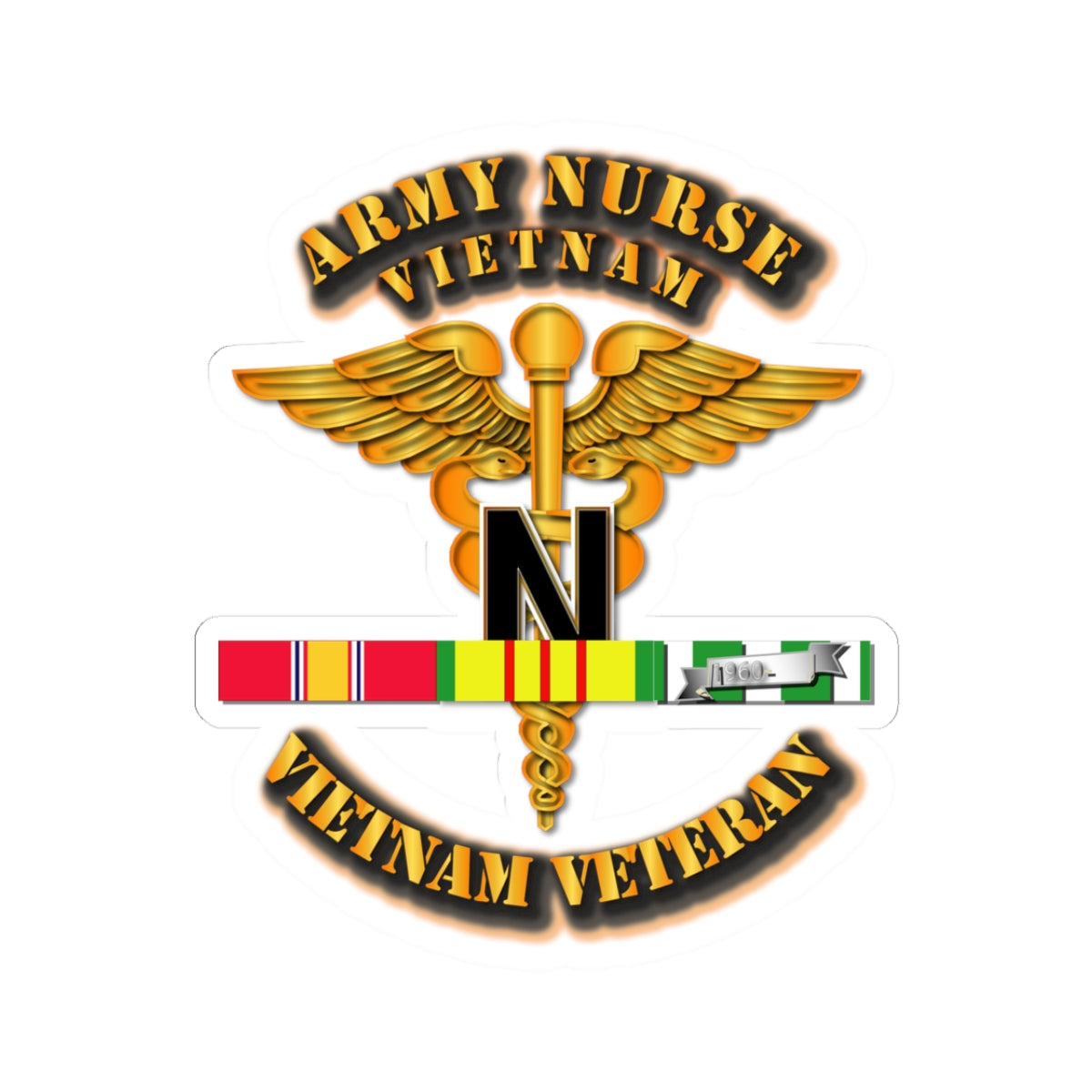 Kiss-Cut Stickers - Army Nurse w Vietnam SVC Ribbons
