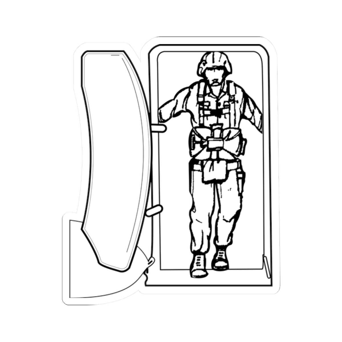 Kiss-Cut Stickers - Airborne - JM Door Check - BW X 300