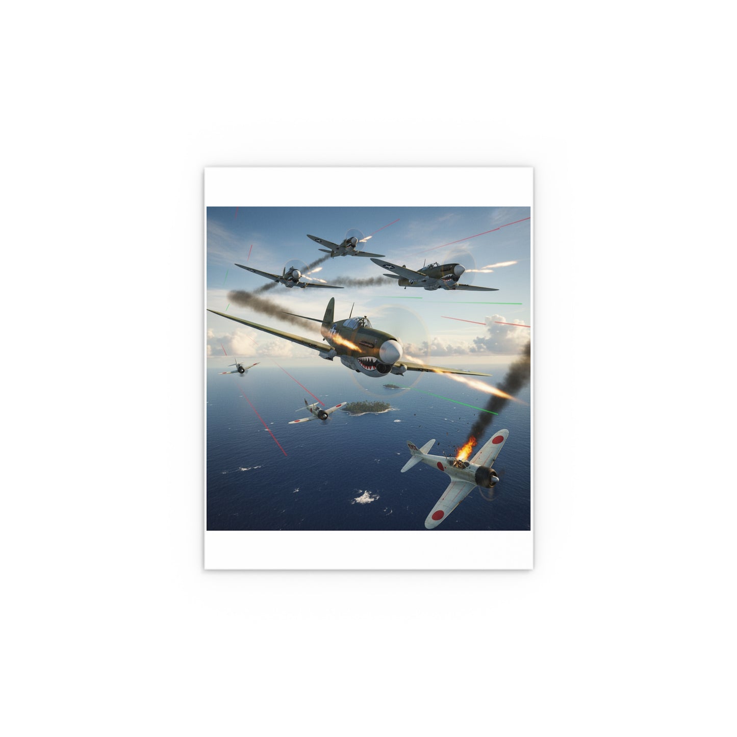 Indoor and Outdoor Silk Posters - Curtis P-40 Kittyhawk w Machine Guns Blazing