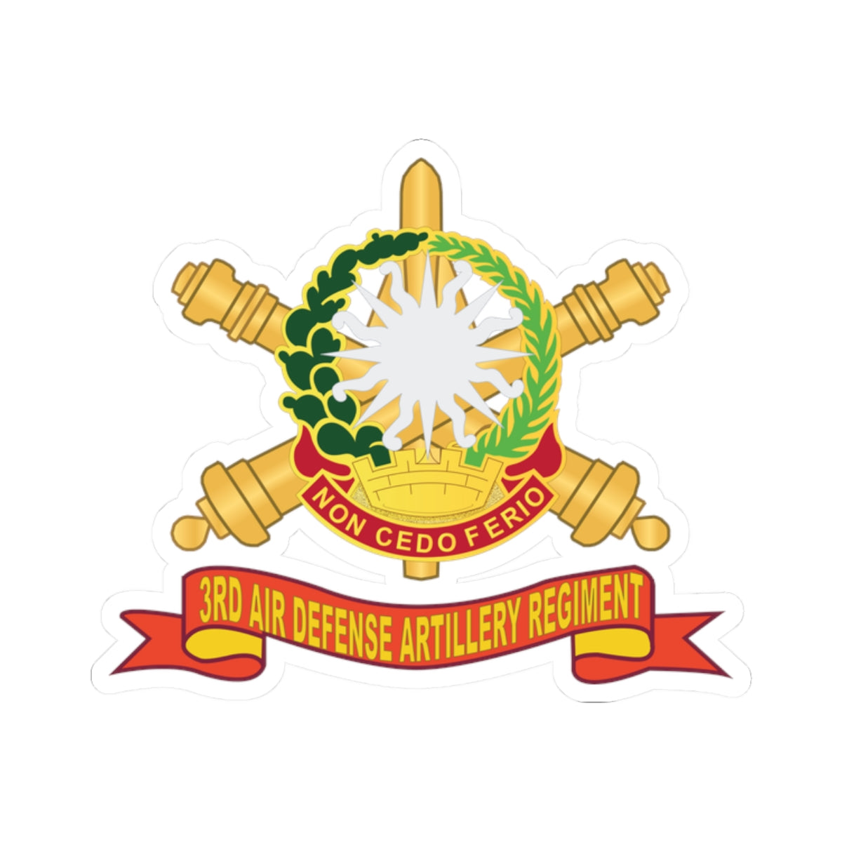 Kiss-Cut Stickers - 3rd Air Defense Artillery Regiment - DUI w Br - Ribbon X 300