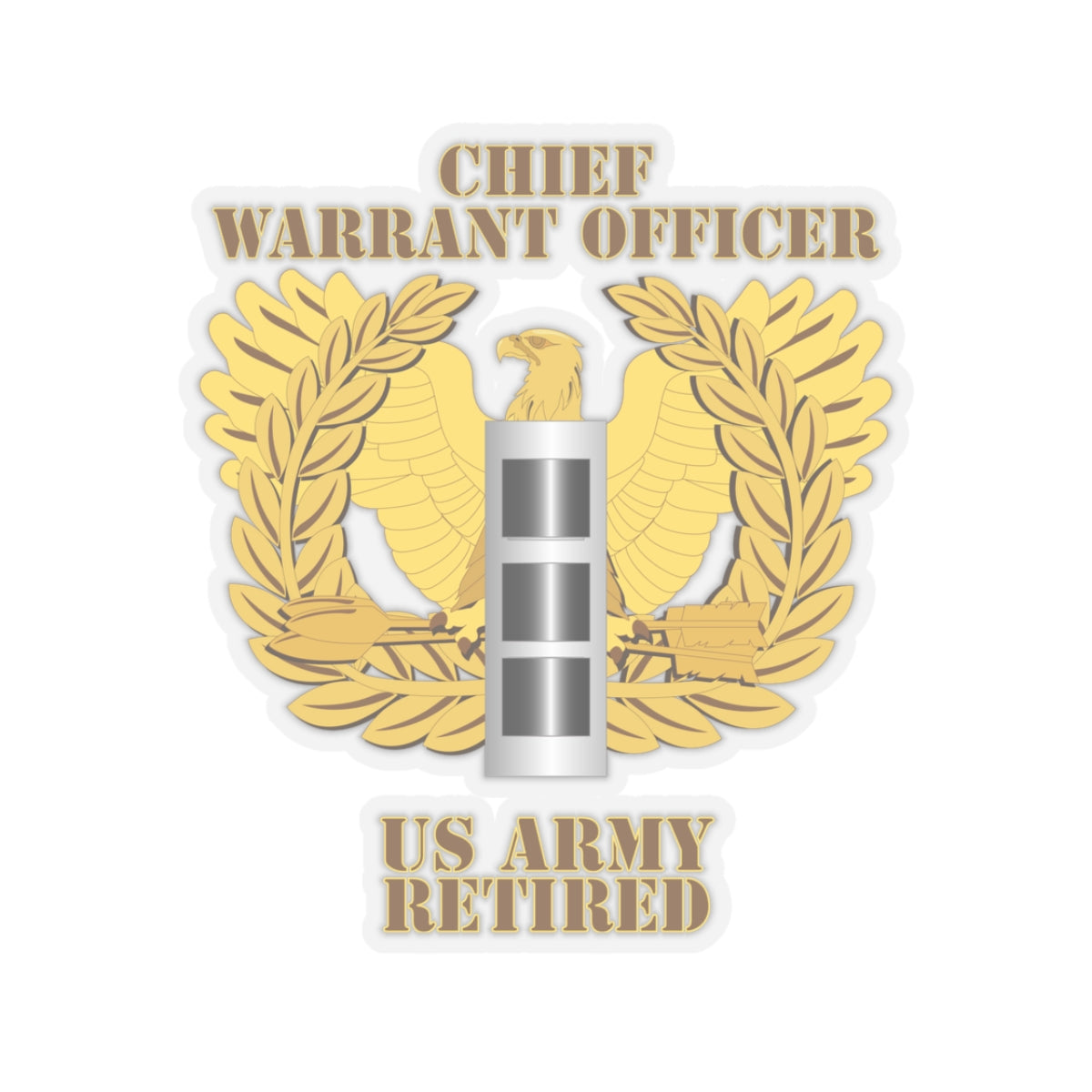 Kiss-Cut Stickers - Emblem - Warrant Officer - CW3 - Retired X 300