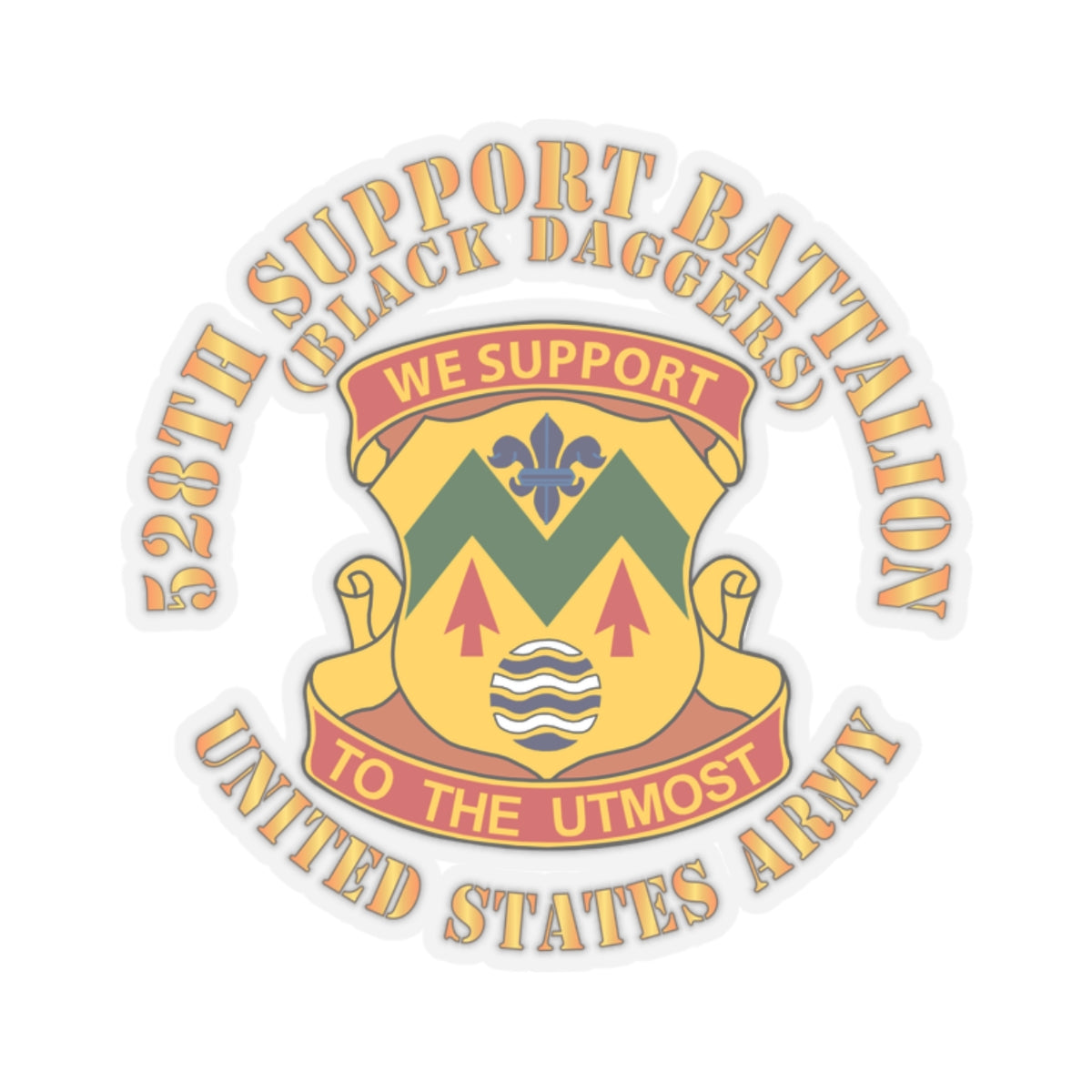 Kiss-Cut Stickers - 528th Support Battalion - DUI - Black Daggers X 300