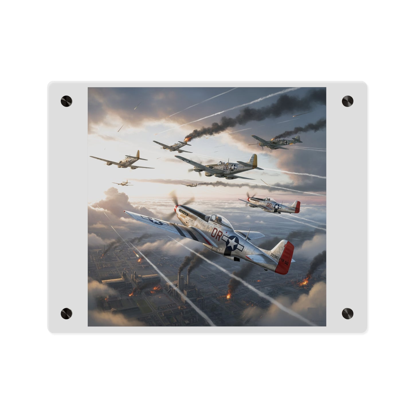 Acrylic Wall Art Panel - Red Tails in Action