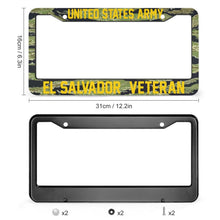 Load image into Gallery viewer, EL SALVADOR VETERAN - All Over Print License Plate Frame License Plate Frame Black
