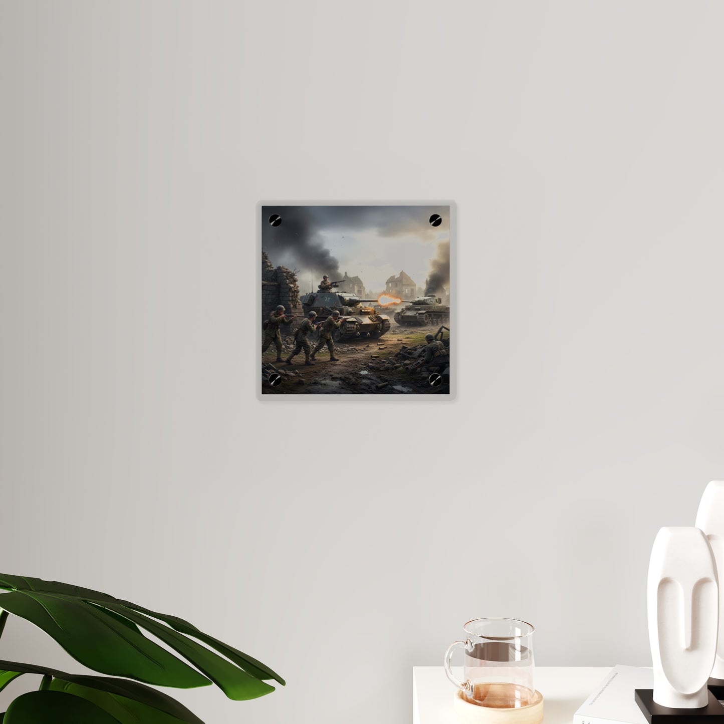 Acrylic Wall Art Panel - Tank Destroyer - M10 Wolverine vs German Panzer Tank