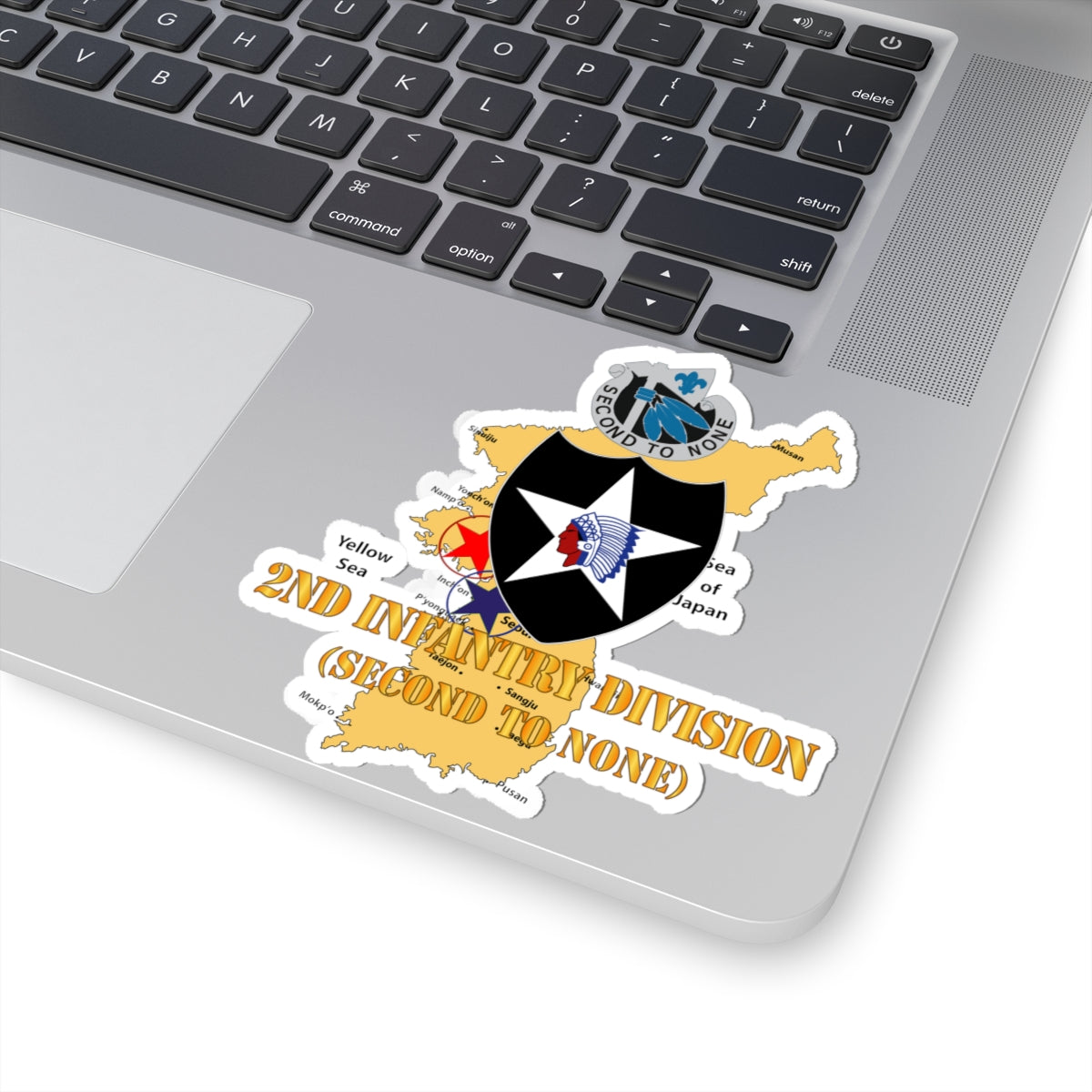 Kiss-Cut Stickers - Korea Map - 2nd Infantry Div - Second to None