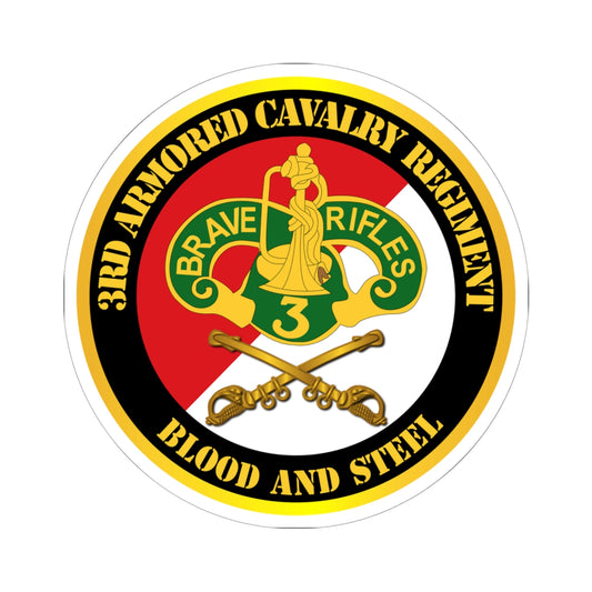 Kiss-Cut Stickers - 3rd Armored Cavalry Regiment DUI - Red White - Blood and Steel