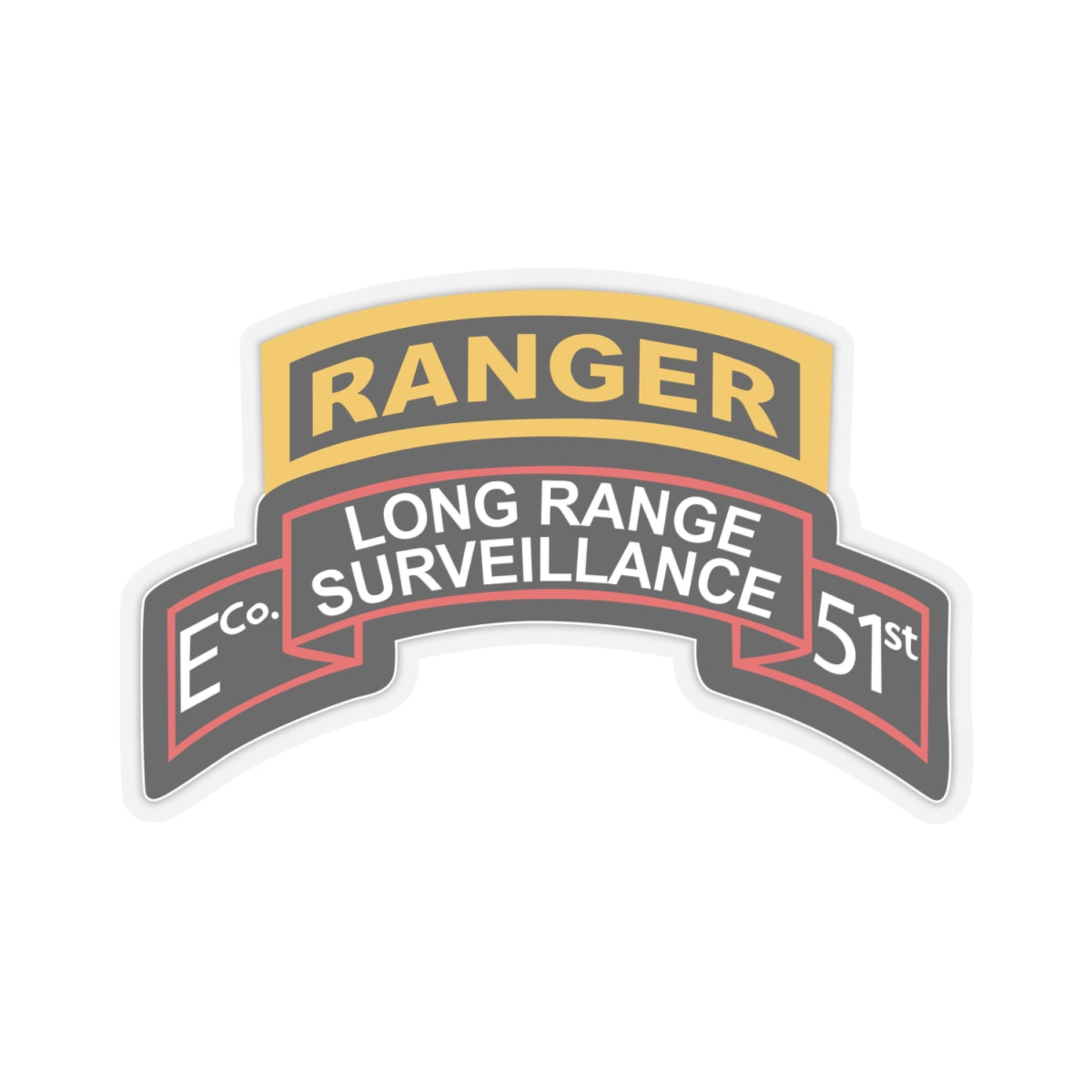 Kiss-Cut Stickers - Airborne Ranger - E Company- 51st Infantry (Ranger) w Ranger Tab