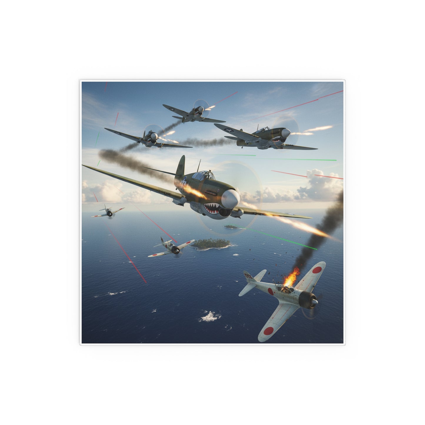 Indoor and Outdoor Silk Posters - Curtis P-40 Kittyhawk w Machine Guns Blazing