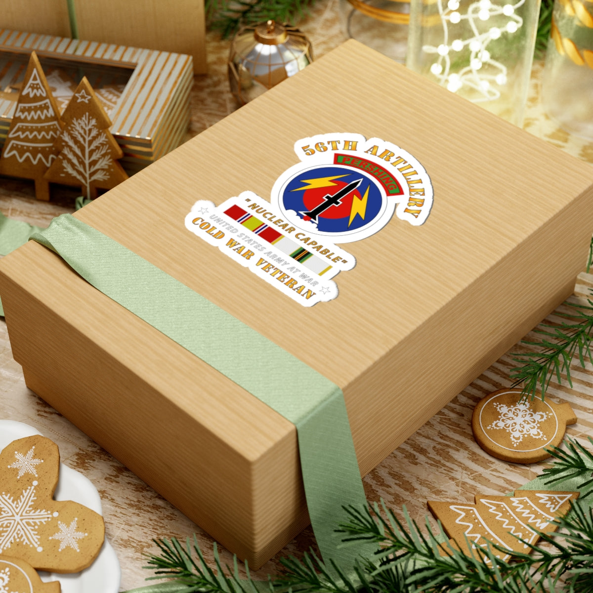 Kiss-Cut Stickers - 56th Artillery - Pershing - Nuclear Capable w COLD Svc Medals