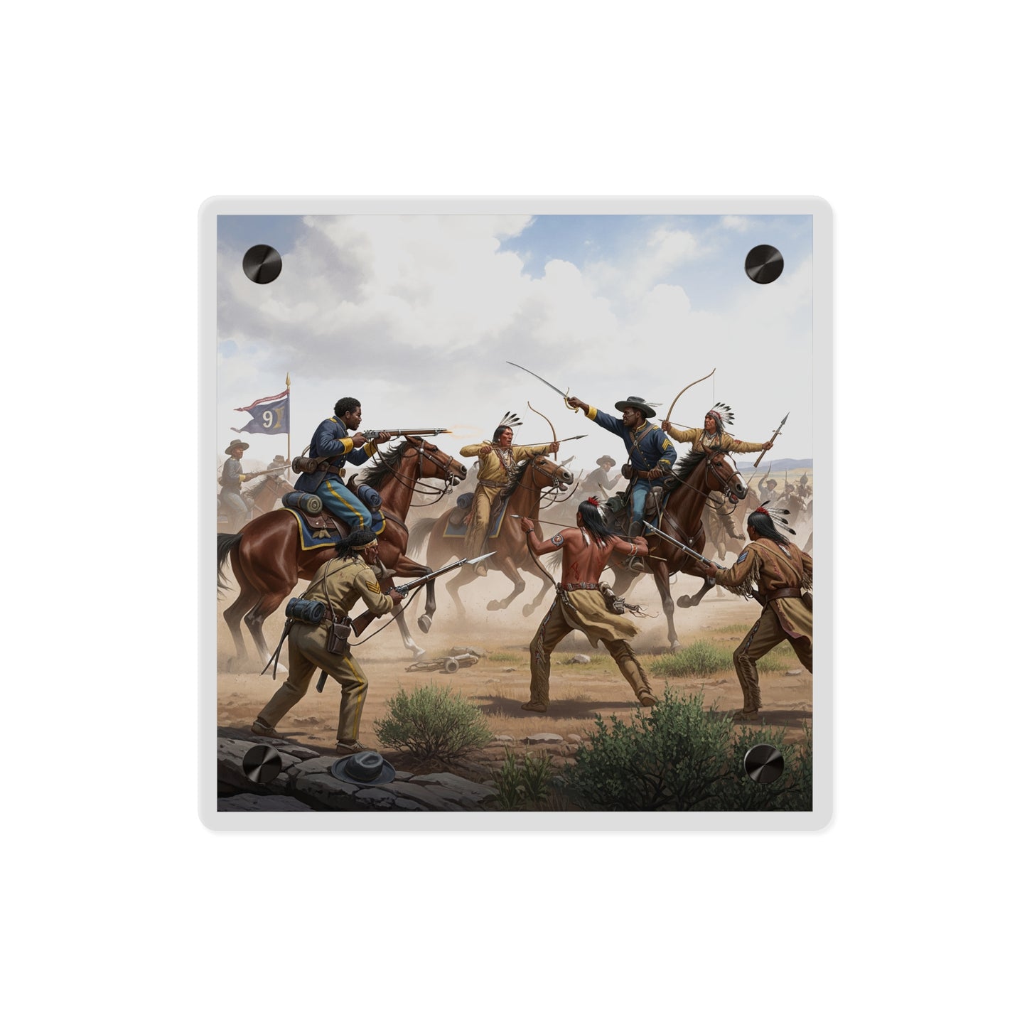 Acrylic Wall Art Panel - 9th Cavalry Regiment fighting Native Americans during the Indian Wars