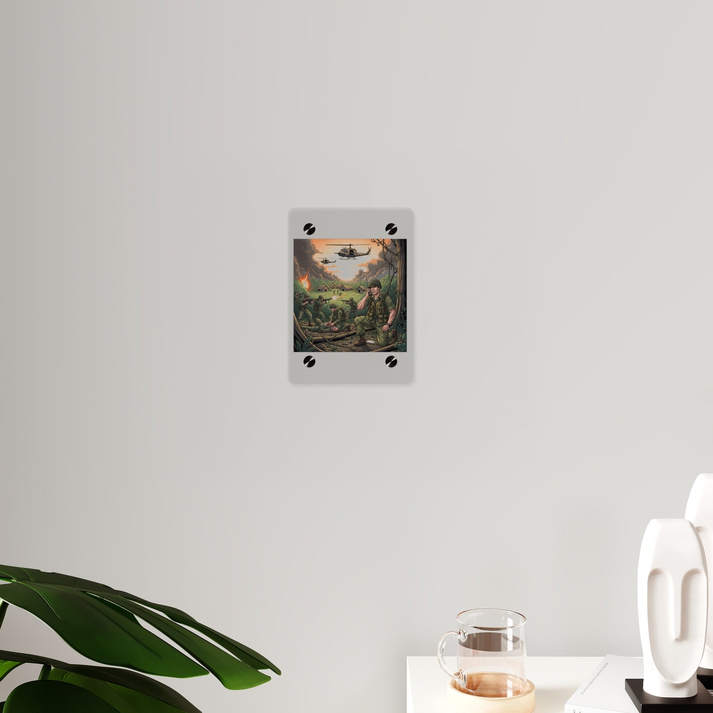 Acrylic Wall Art Panel - Vietnam Patrol Fire Fight Requesting Medevac