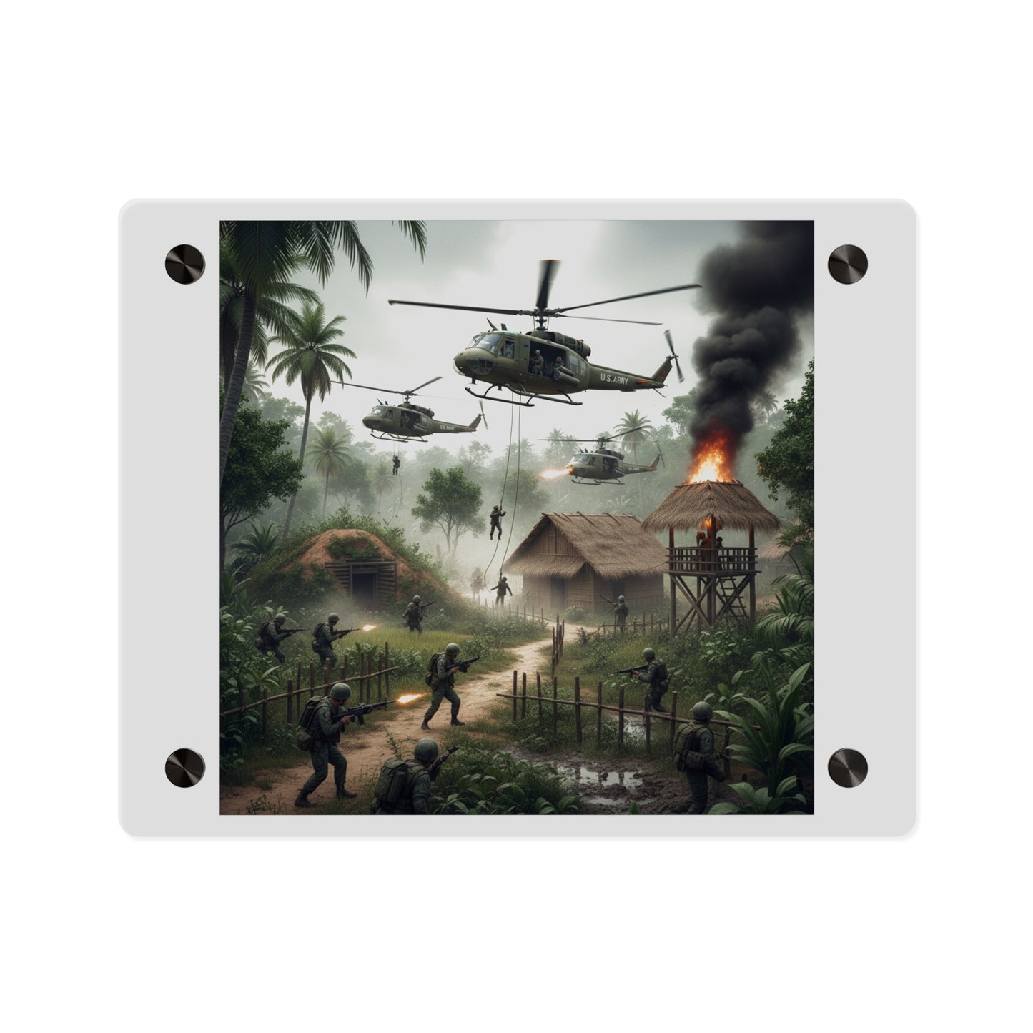 Acrylic Wall Art Panel - Vietnam Village Helicopter Assault