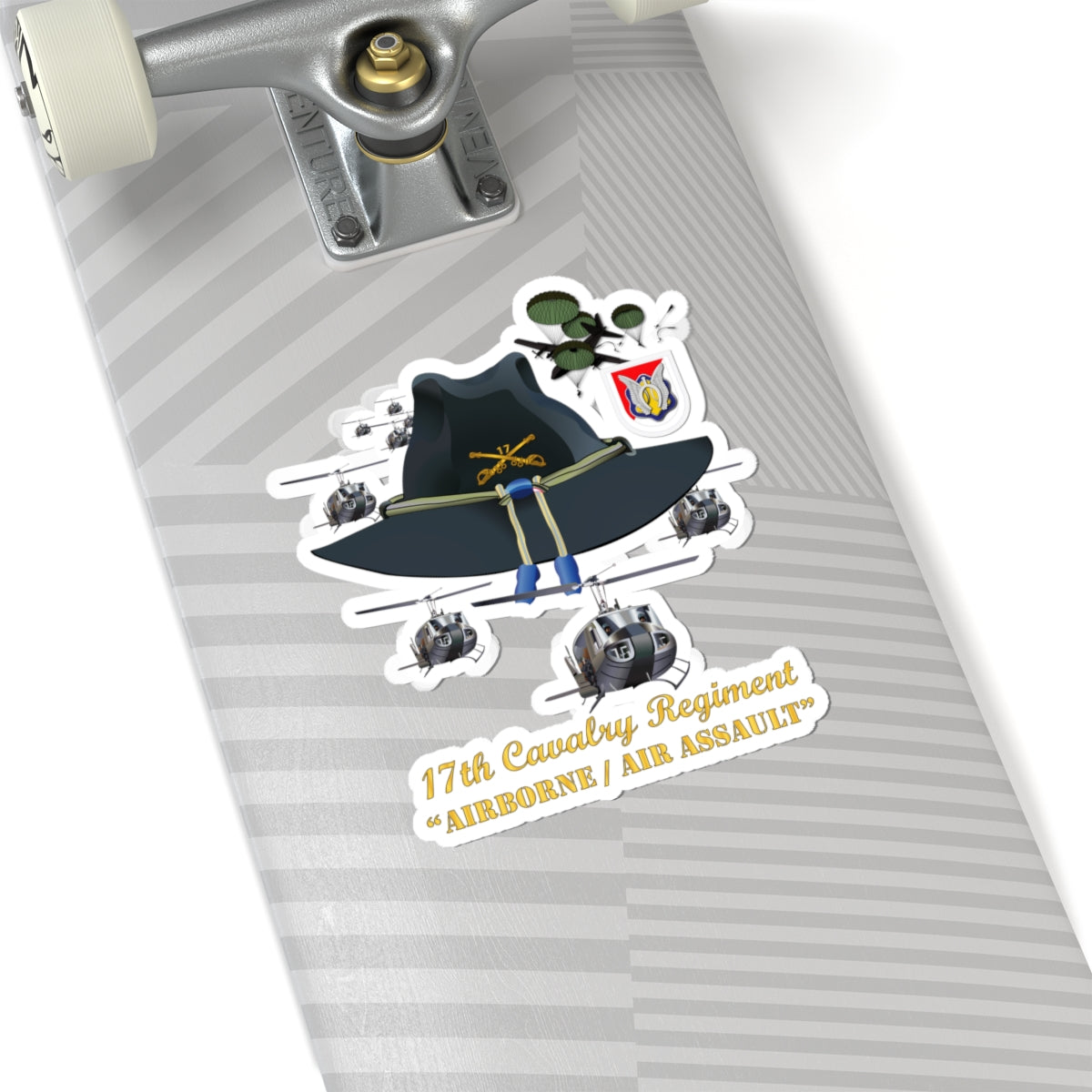 Kiss-Cut Stickers - 17th Cavalry Hat - Abn - Air Assault w Br w Flash w Slicks