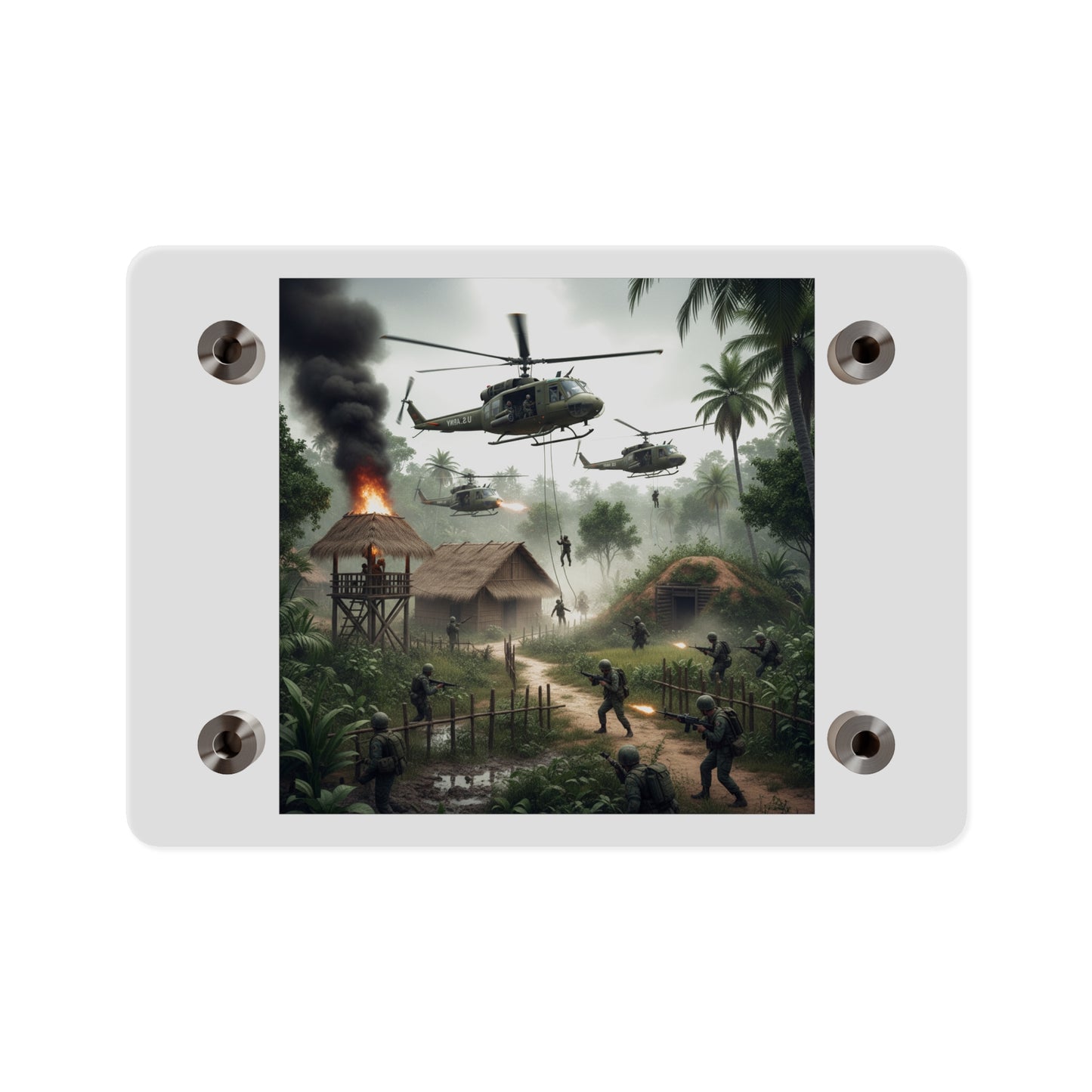Acrylic Wall Art Panel - Vietnam Village Helicopter Assault