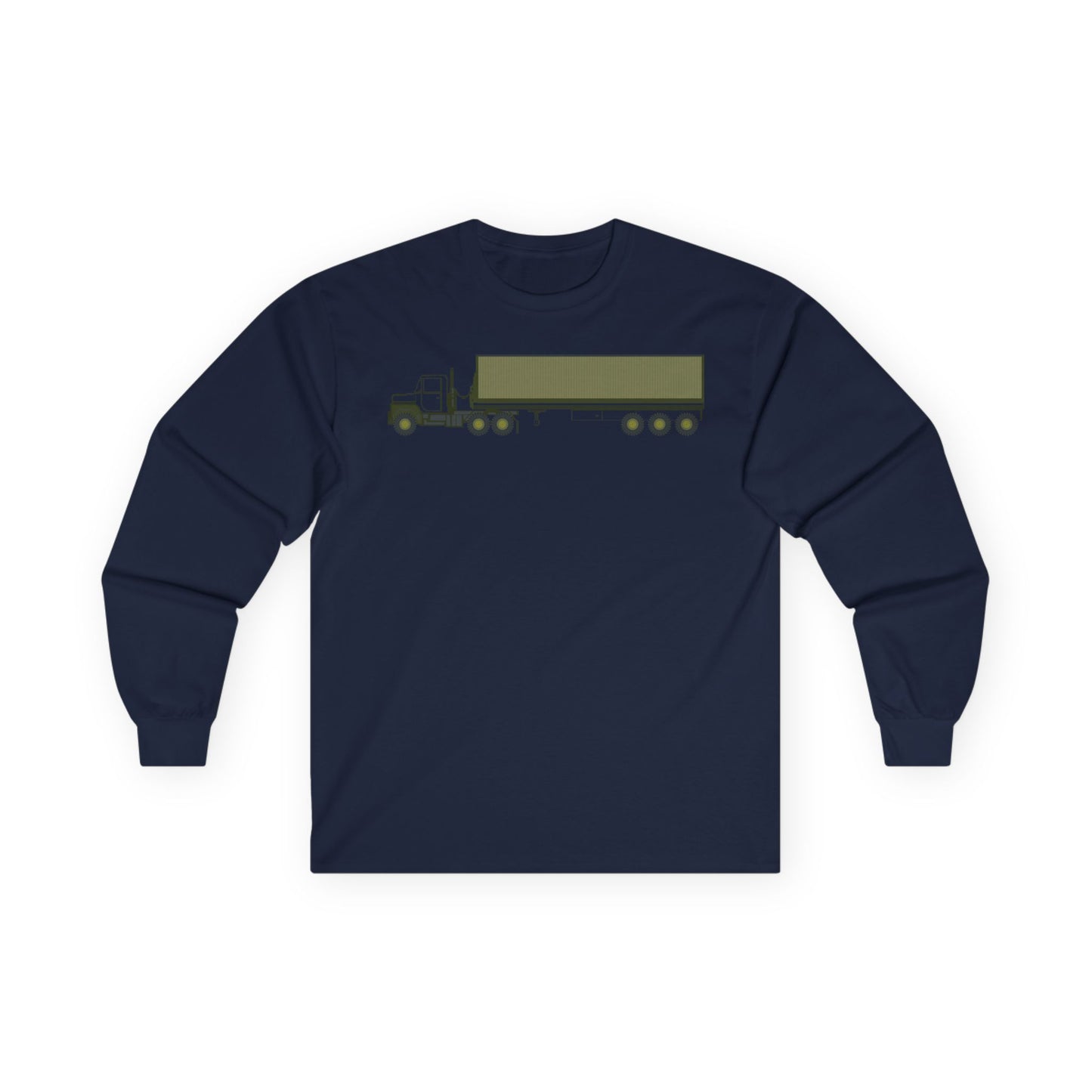Unisex Ultra Cotton Long Sleeve Tee - Vehicle - M915 Tractor with M872 - 40 Ft Container - Side X 300
