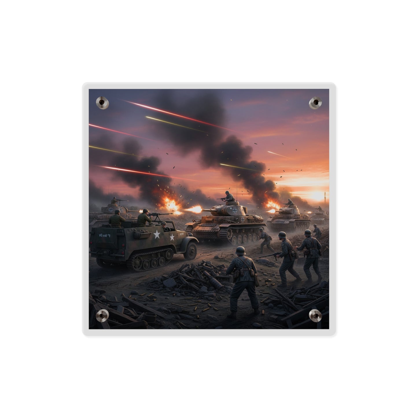 Acrylic Wall Art Panel - M3A1 Half-track 9th Armor Division vs German Armor