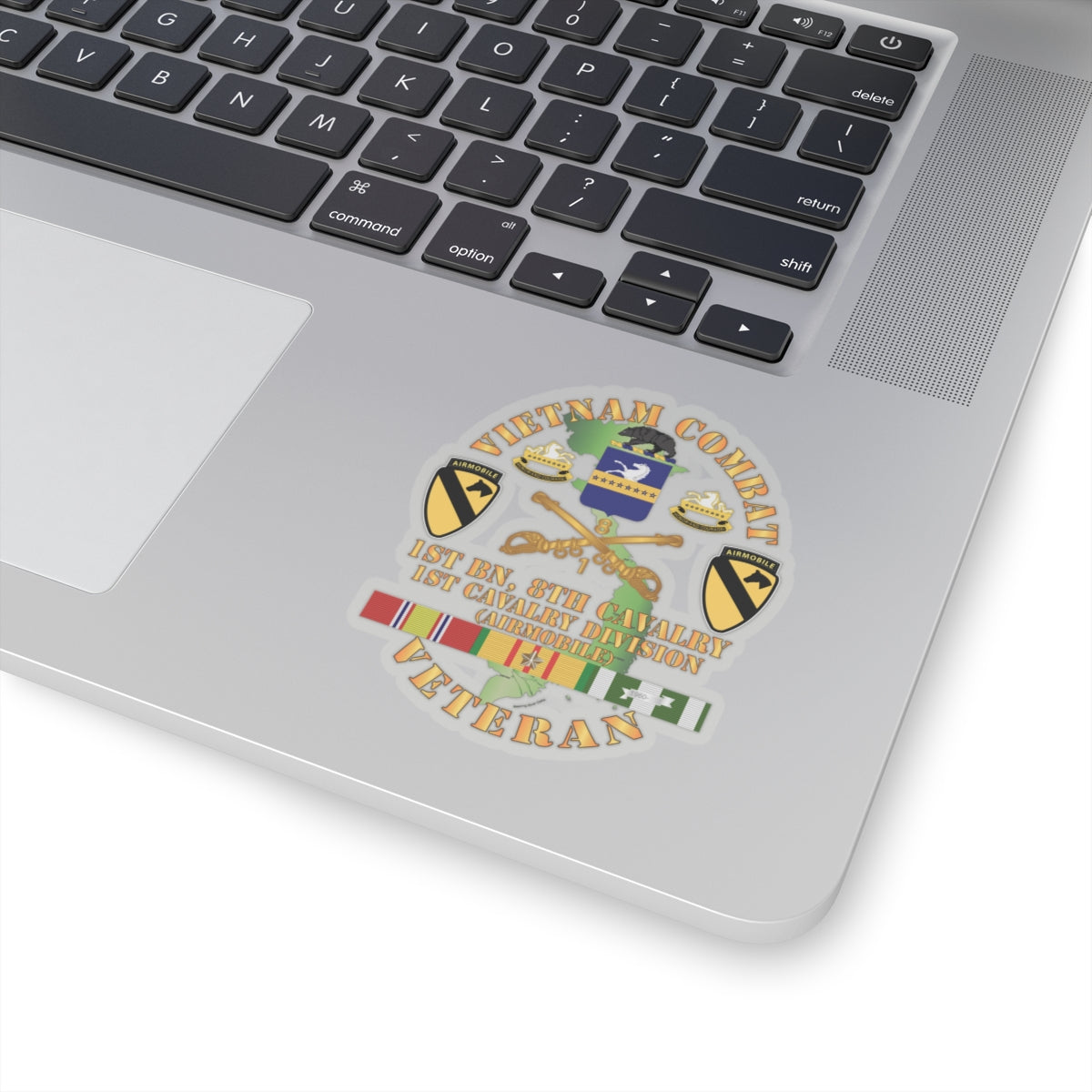 Kiss-Cut Stickers - Vietnam Combat Cavalry Veteran w 1st Bn - 8th Cav COA - 1st Cav Div X 300