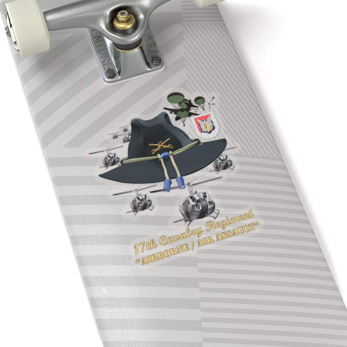 Kiss-Cut Stickers - 17th Cavalry Hat - Abn - Air Assault w Br w Flash w Slicks