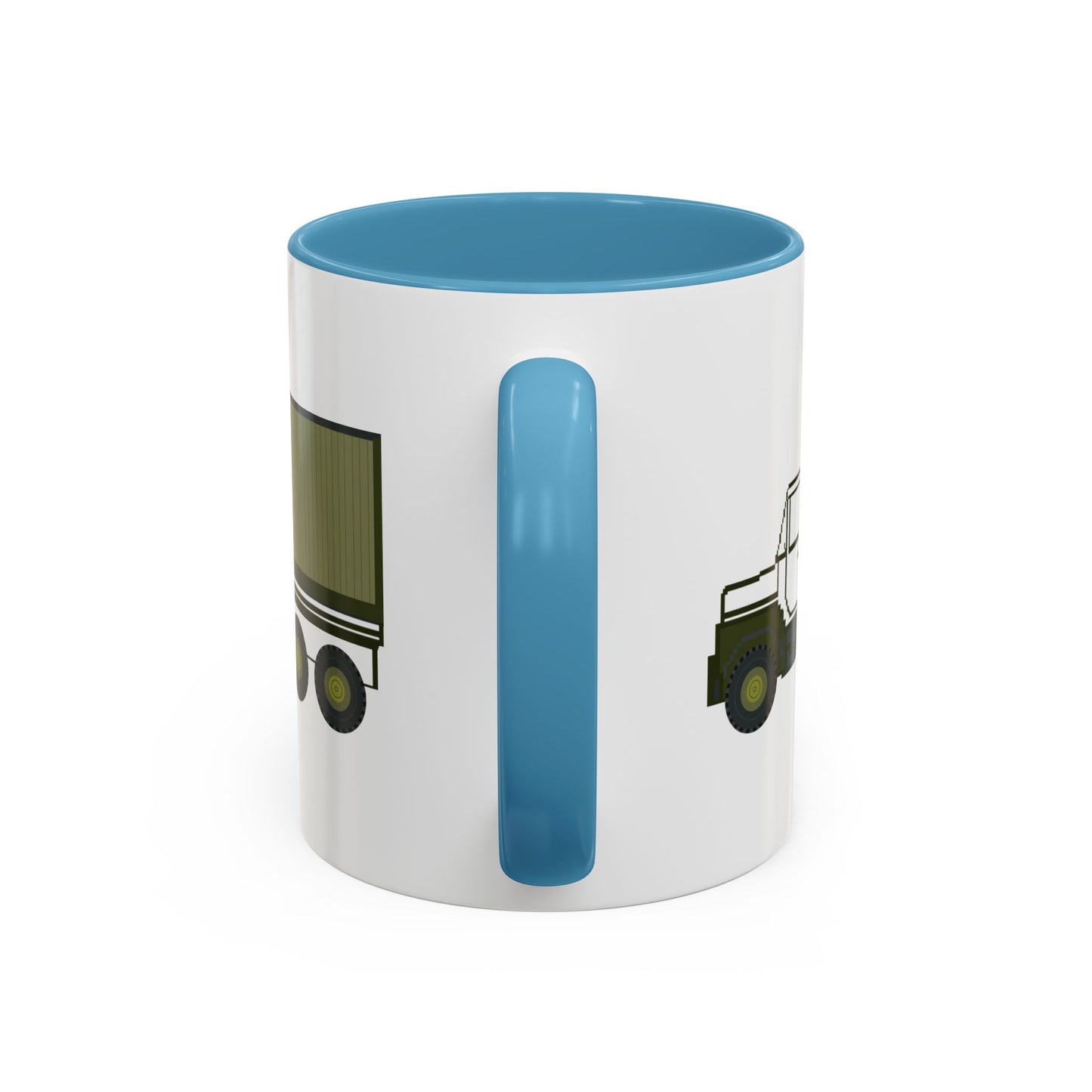 Accent Coffee Mug (11oz & 15oz) - Vehicle - M915 Tractor with M872 - 40 Ft Container - Side X 300