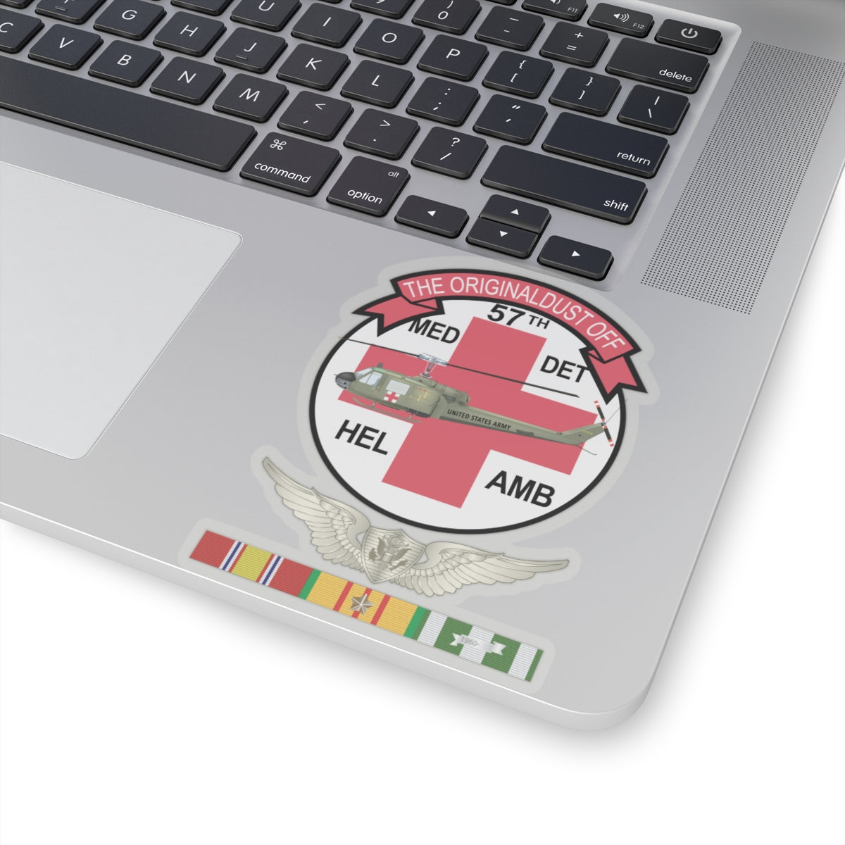 Kiss-Cut Stickers - 57th Medical Co - Original Dustoff - Vietnam w Crewmember Wings w VN SVC X 300