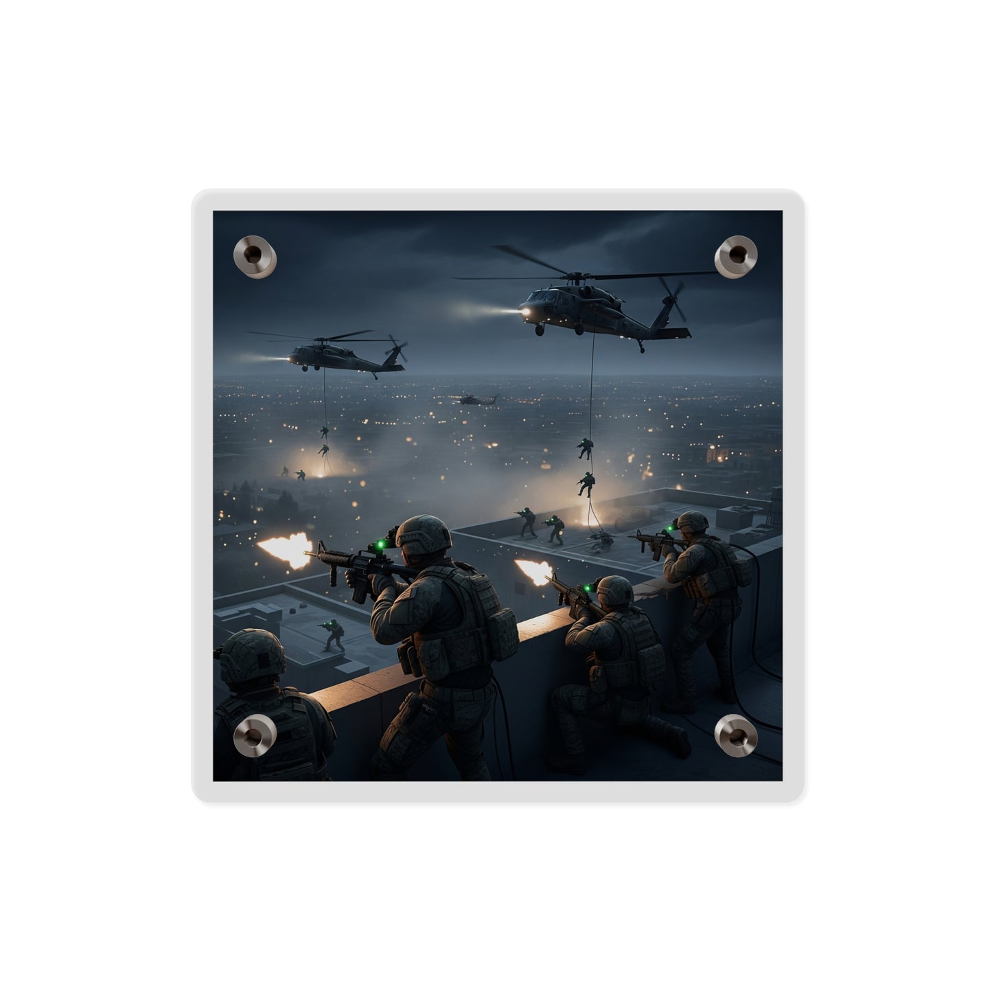 Acrylic Wall Art Panel - Night Air Assault by Army Rangers
