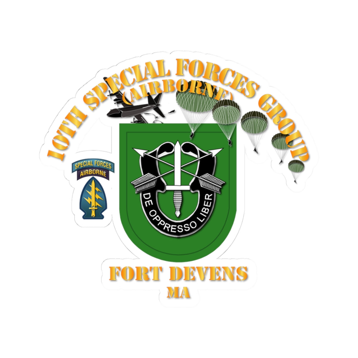 Kiss-Cut Stickers - SOF - 10th SFG - Ft Devens MA