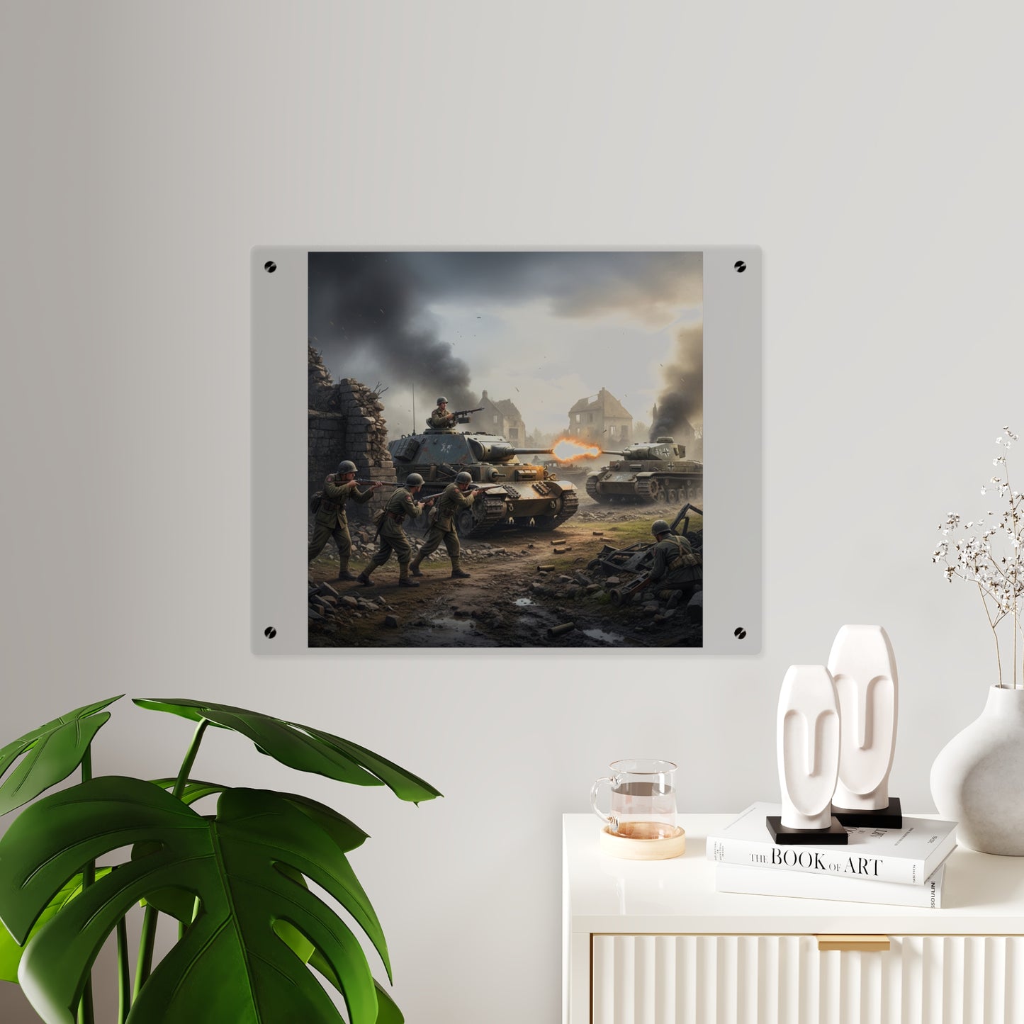 Acrylic Wall Art Panel - Tank Destroyer - M10 Wolverine vs German Panzer Tank