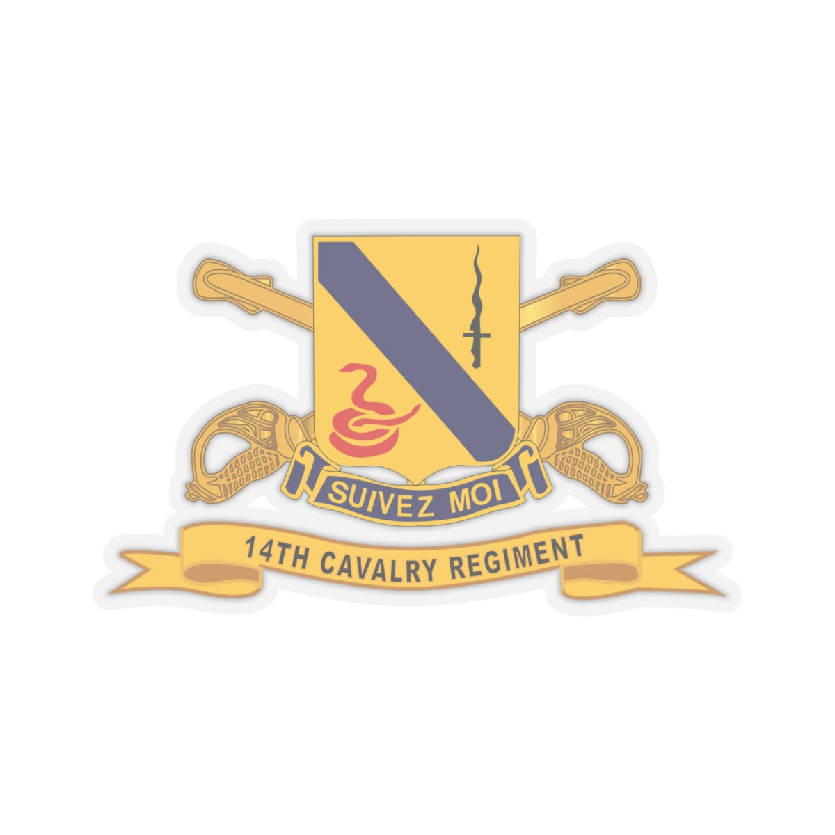 Kiss-Cut Stickers - 14th Cavalry Regiment w Br - Ribbon