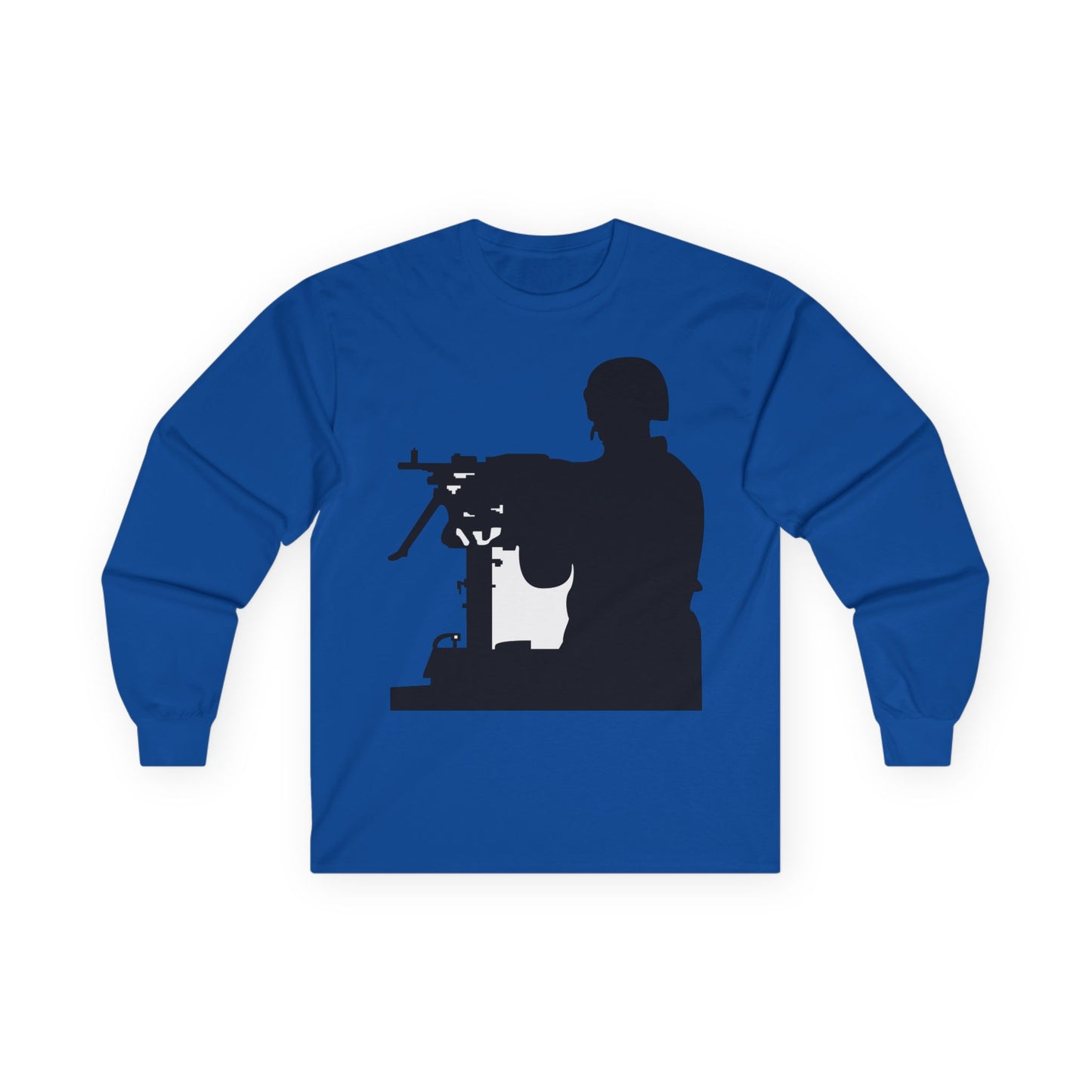 Unisex Ultra Cotton Long Sleeve Tee -Army - Soldier - MG Vehicle Mounted - Silhouette X 300