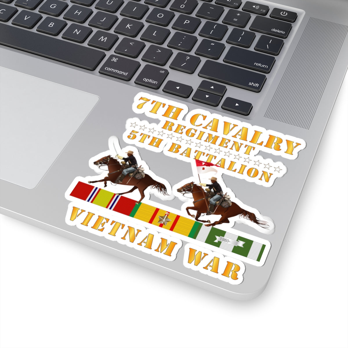 Kiss-Cut Stickers - 5th Battalion, 7th Cavalry Regiment - Vietnam War wt 2 Cav Riders and VN SVC X300