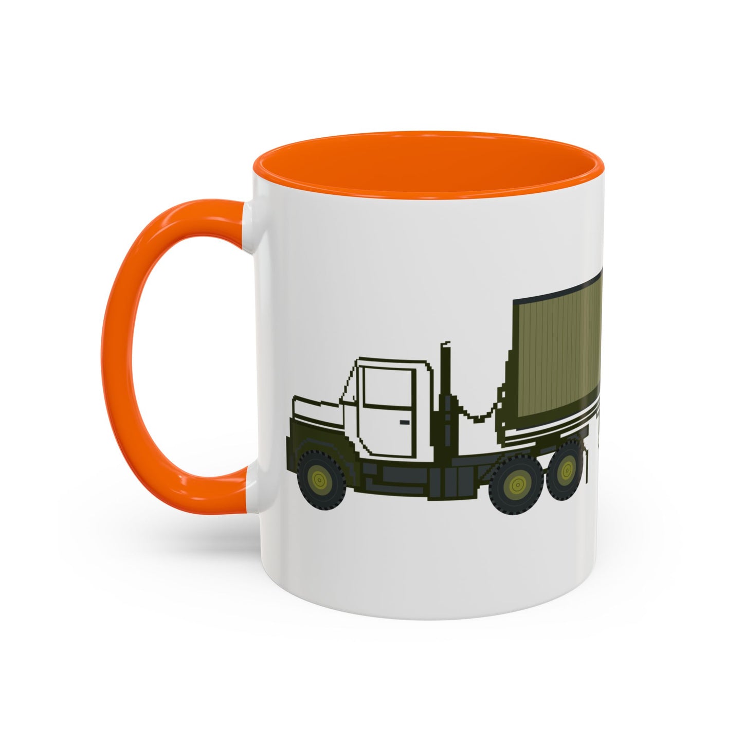 Accent Coffee Mug (11oz & 15oz) - Vehicle - M915 Tractor with M872 - 40 Ft Container - Side X 300