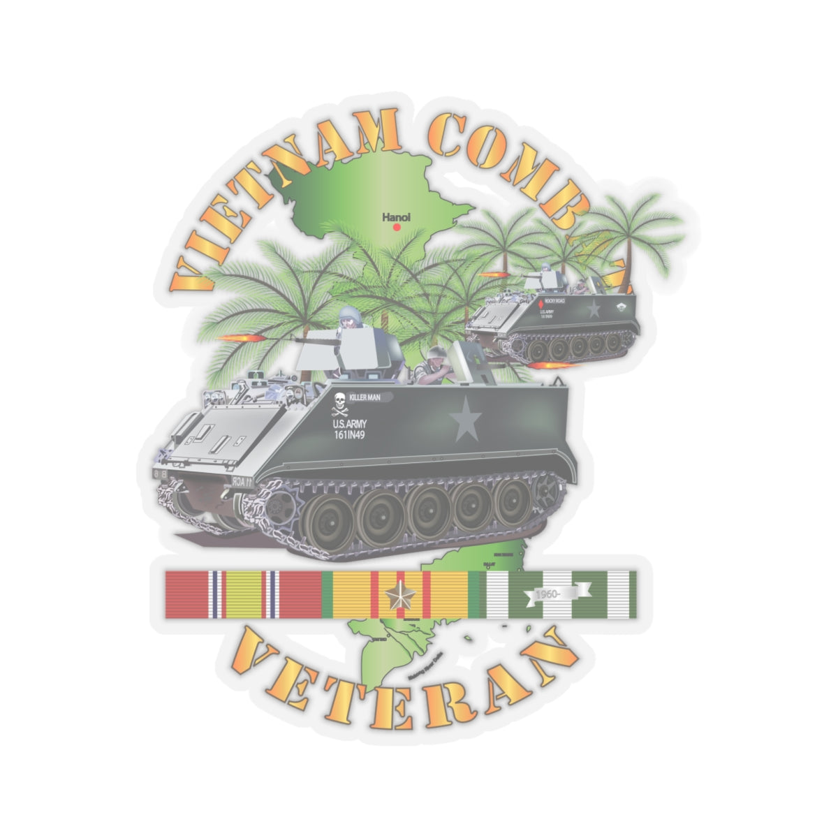 Kiss-Cut Stickers - Vietnam Combat Vet - w APCs