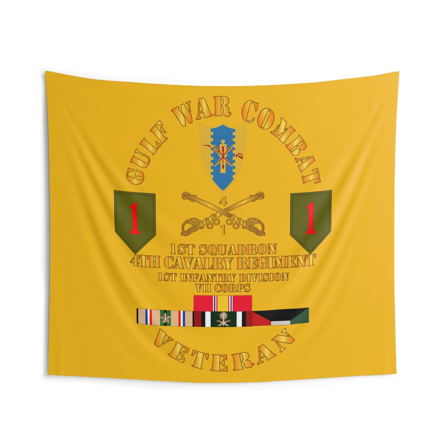 Indoor Wall Tapestry - Army - Gulf War Combat Cavalry Vet w 1st Squadron - 4th Cav - 1st ID