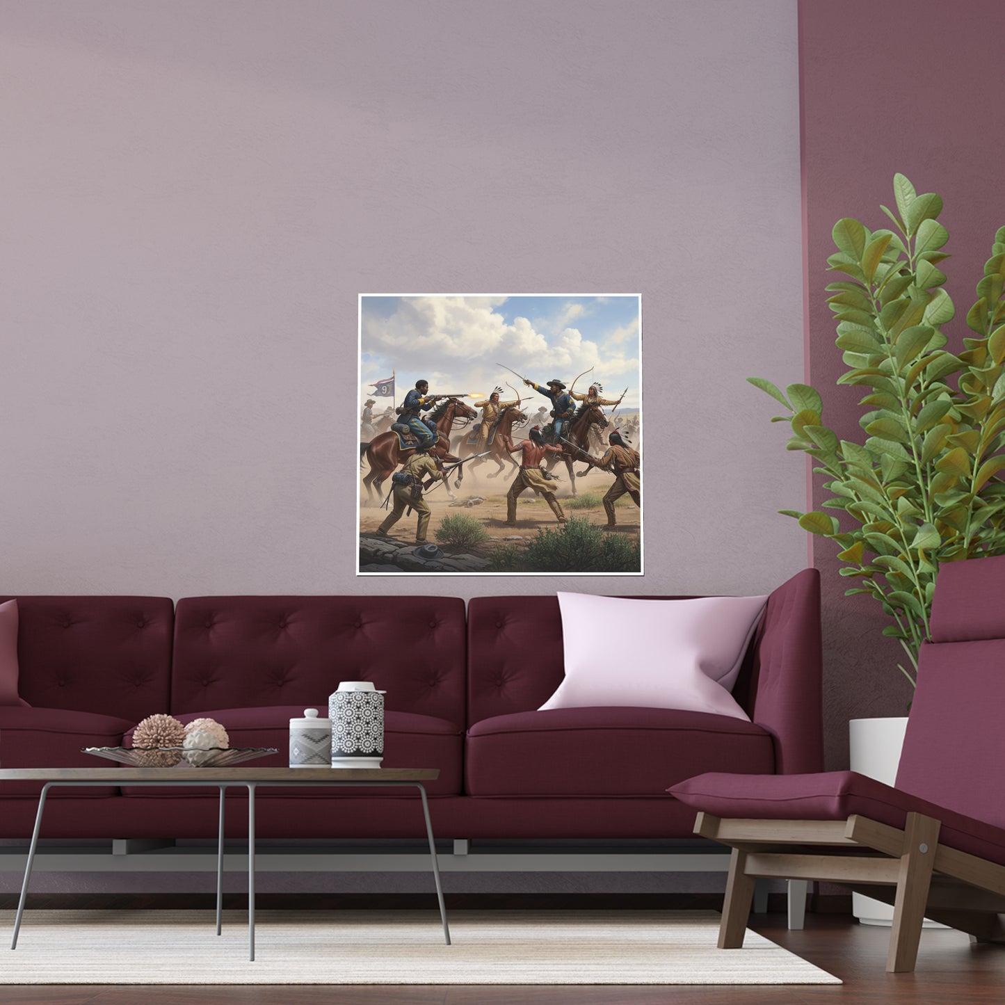 Indoor and Outdoor Silk Posters - 9th Cavalry Regiment fighting Native Americans during the Indian Wars