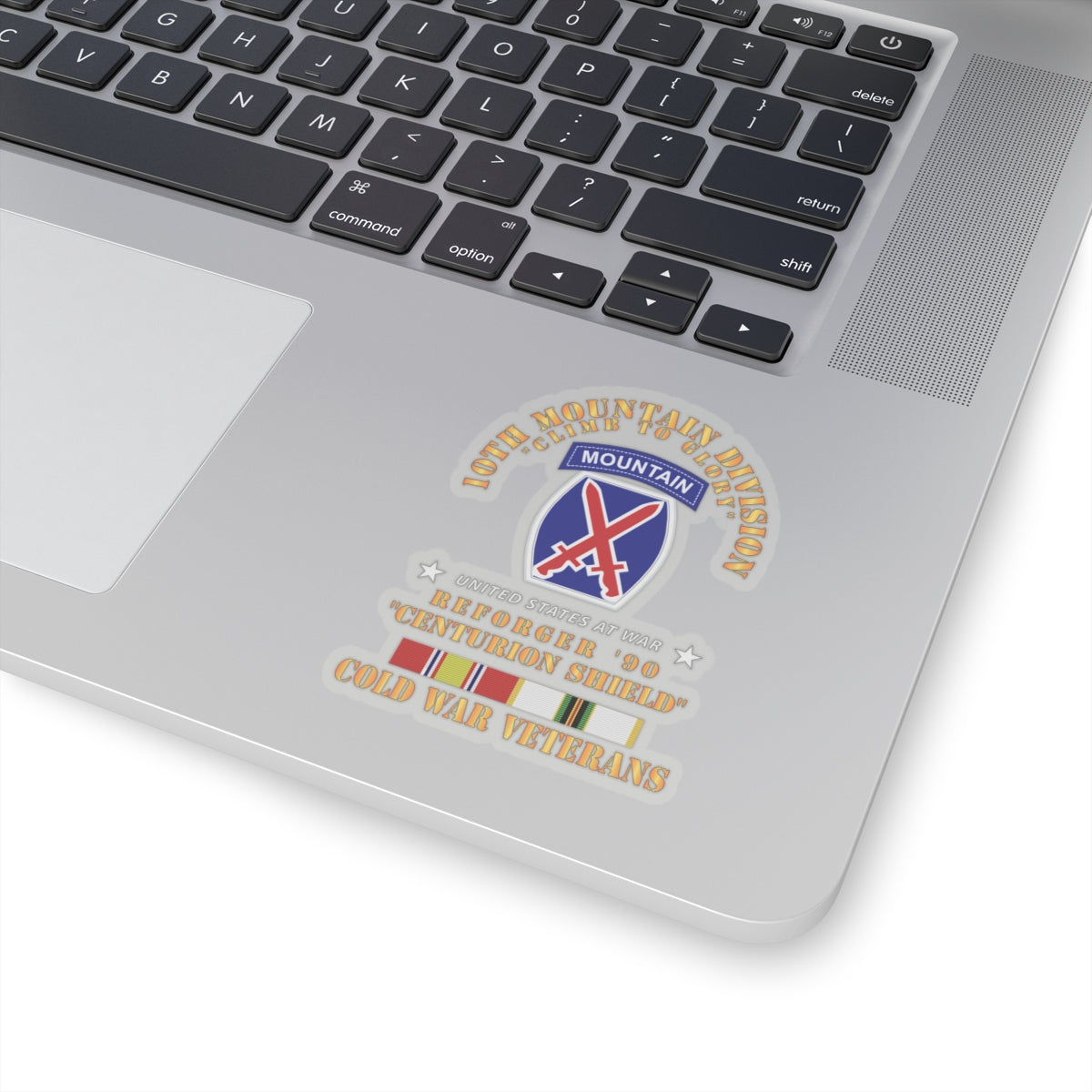 Kiss-Cut Stickers - 10th Mountain Division - Climb to Glory - REFORGER 90, CENTURION SHIELD - COLD X 300