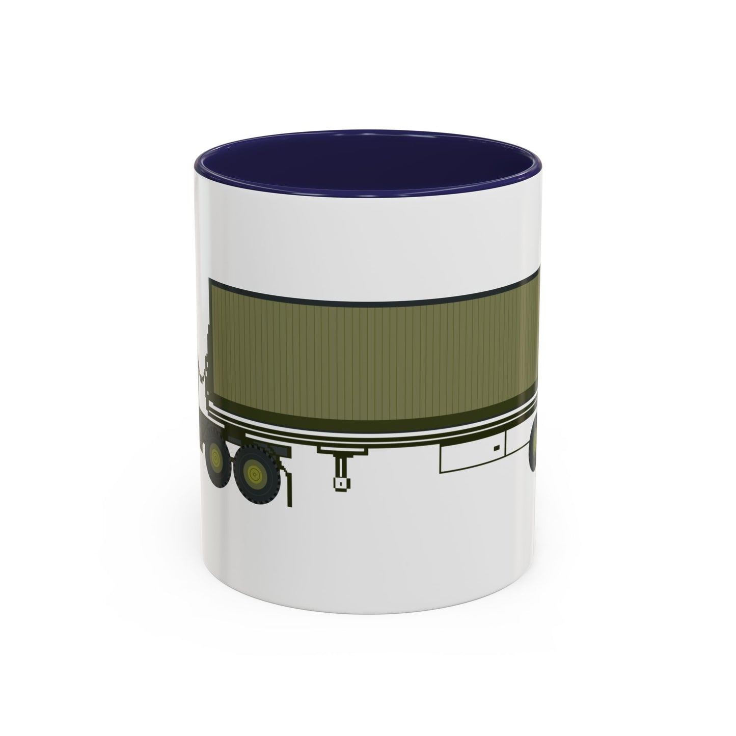 Accent Coffee Mug (11oz & 15oz) - Vehicle - M915 Tractor with M872 - 40 Ft Container - Side X 300