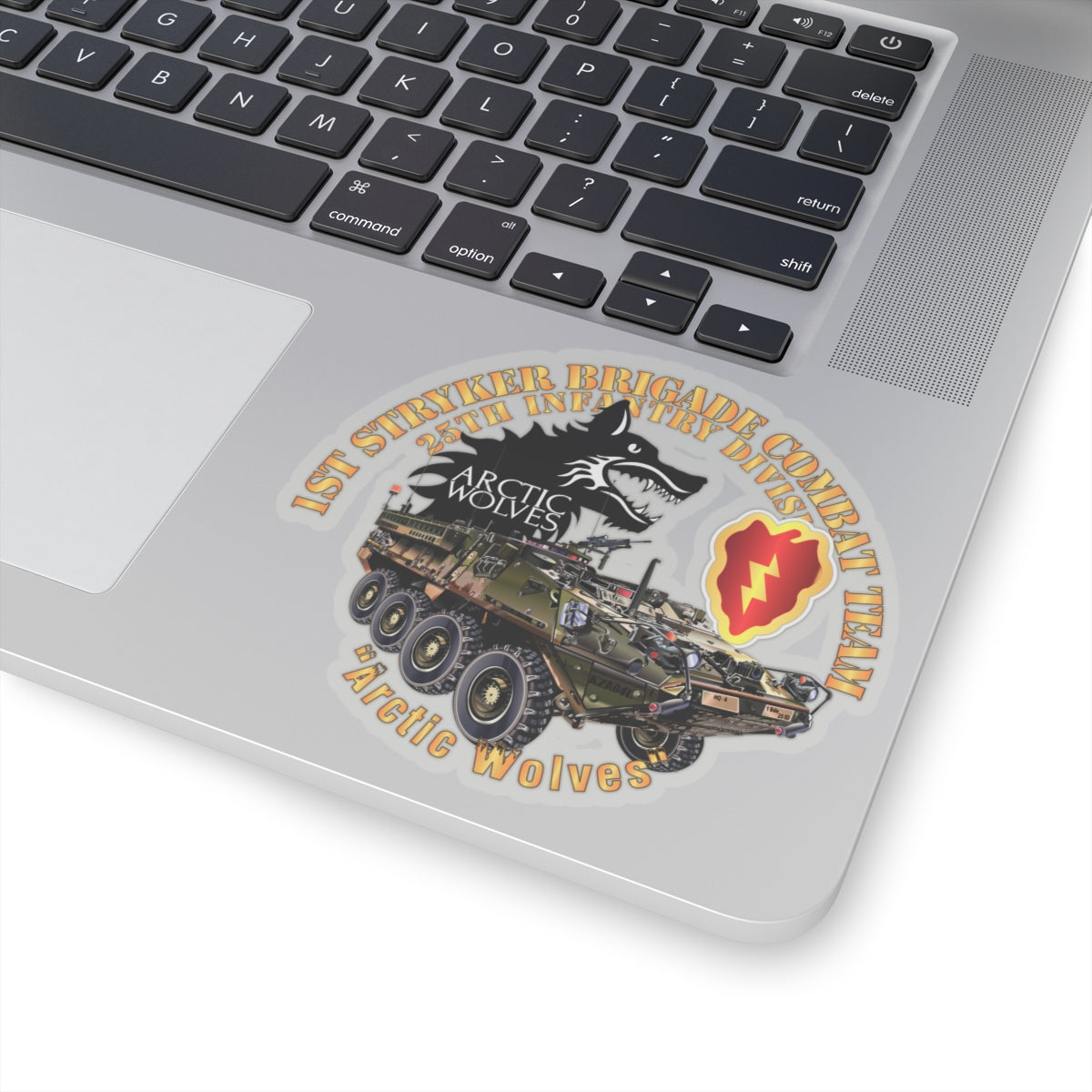 Kiss-Cut Stickers - 1st Stryker Bde - 25th ID - Arctic Wolves w Stryker - SSI