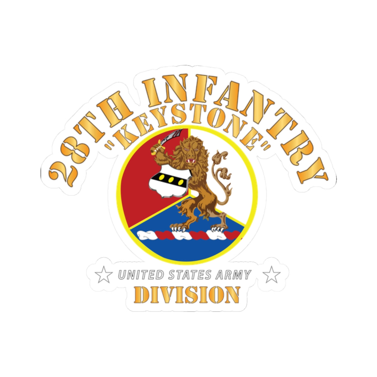 Kiss-Cut Stickers - 28th Infantry Division - Keystone - DUI wo Stars X 300