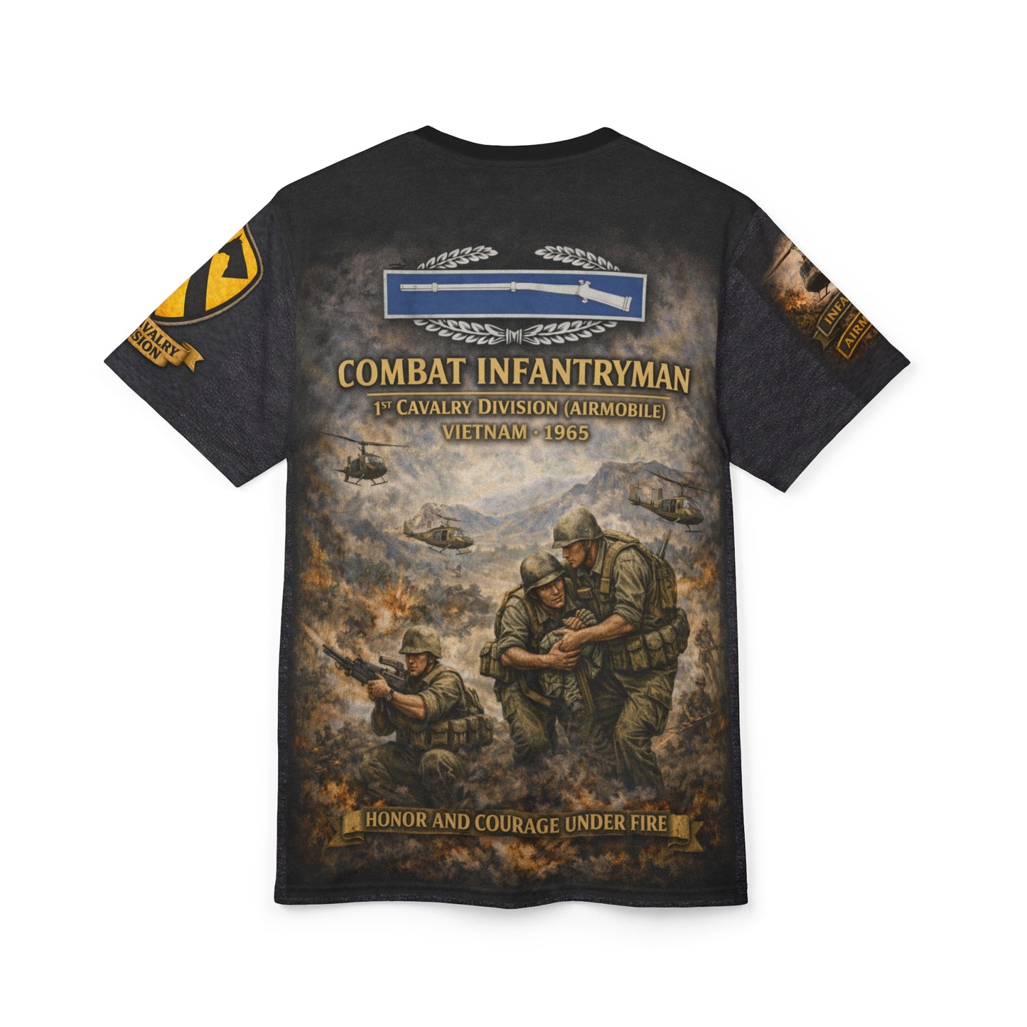 Battle of Ia Drang 1965 Airmobile Tee — 1st Cavalry Division Combat Infantryman All‑Over Print