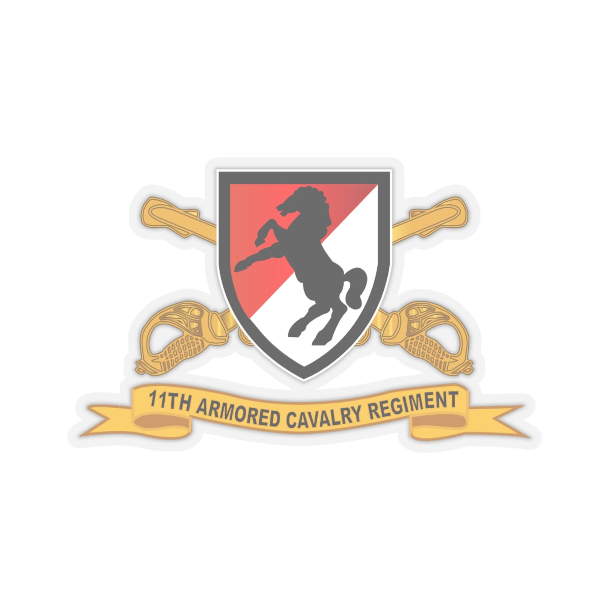 Kiss-Cut Stickers - 11th Armored Cavalry Regiment - SSI w Br - Ribbon X 300